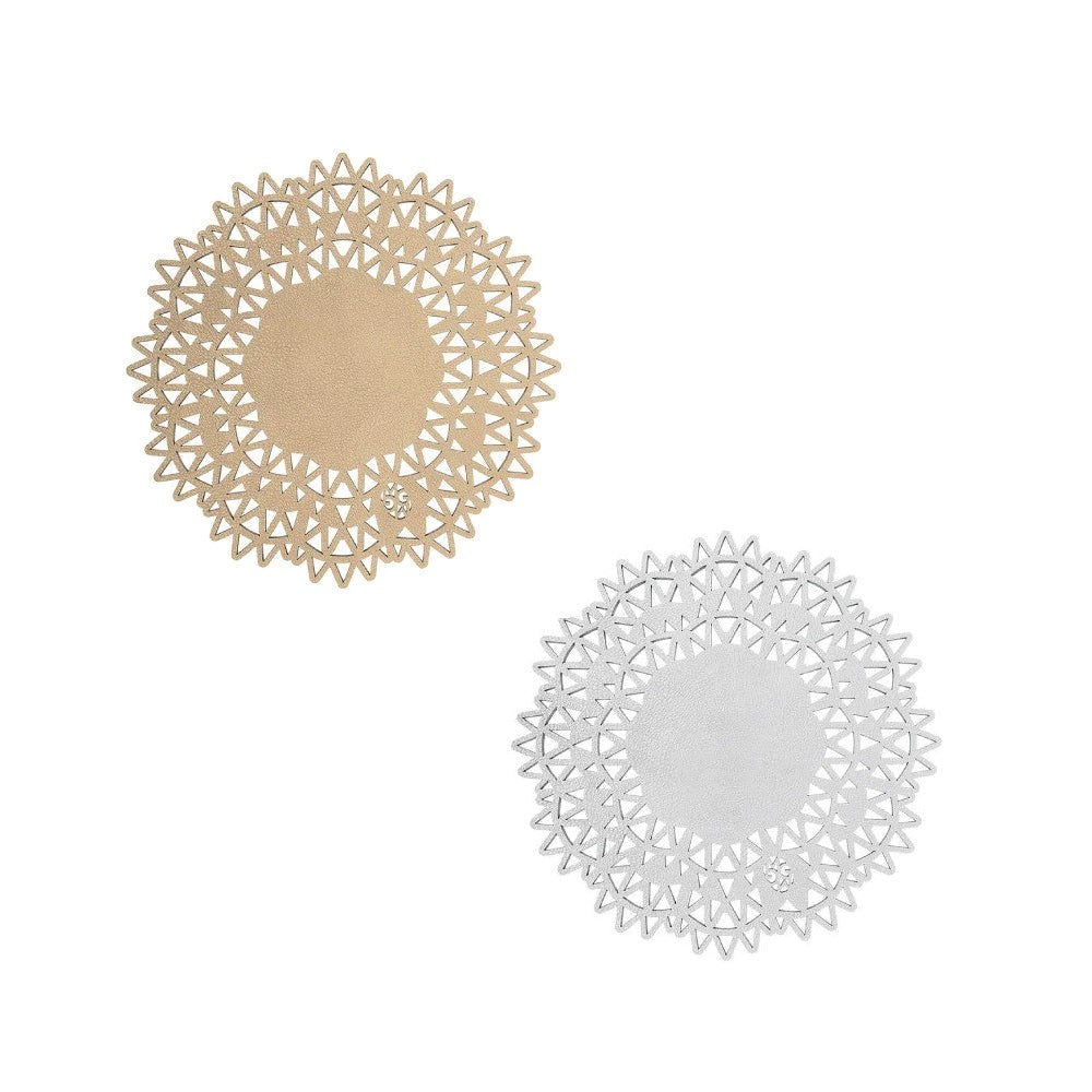 Chrysler Trivets Set of 2 - Silver & Gold Heat-Resistant Kitchen Pot Holders for Hot Dishes & Serving