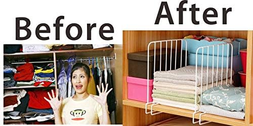 8-Pack White Acrylic Closet Shelf Dividers - Adjustable Vertical Wood Shelf Organizers for Wire Shelving - Perfect for Closet, Pantry & Storage Organization