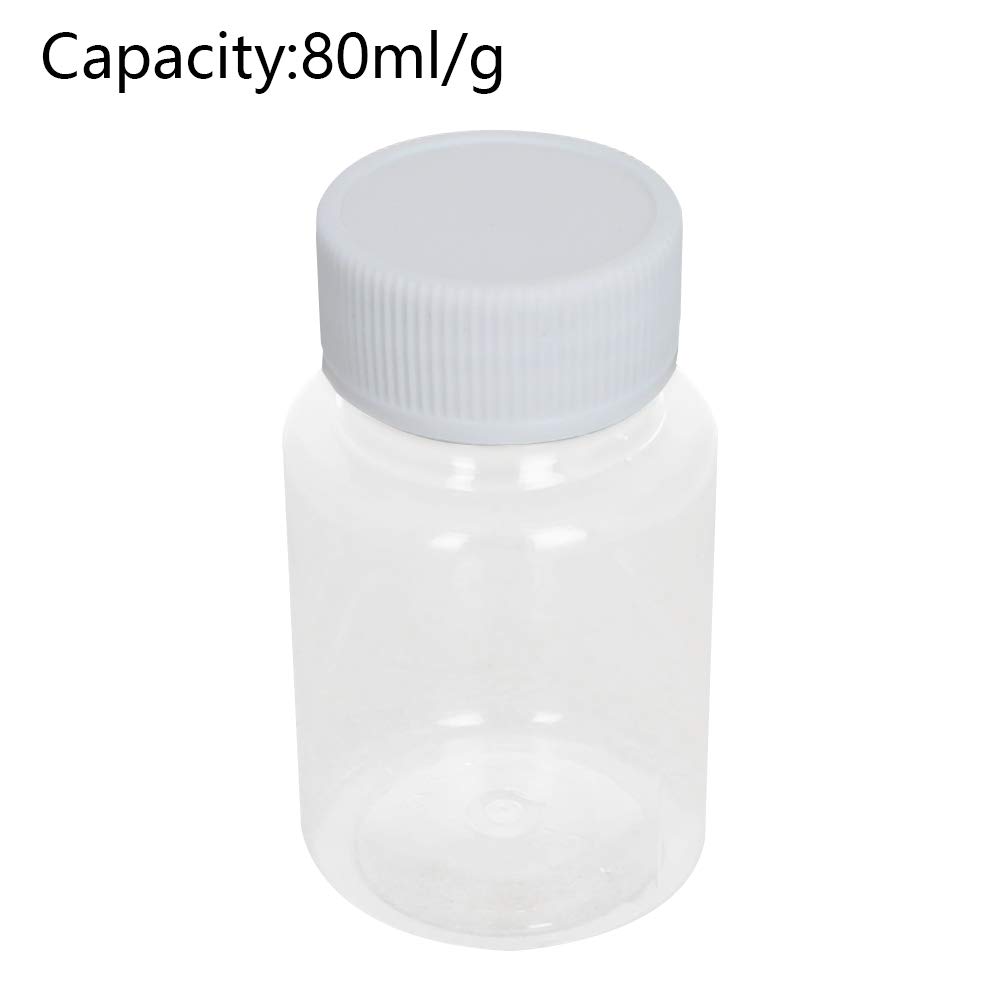 Othmro 20Pcs 80ml Plastic Lab Bottles - Wide Mouth Chemical Reagent Containers for Liquid & Solid Samples - Round Experiment Storage Bottles with Sealing Cap - Ideal for Laboratory, Science Class & DIY Projects