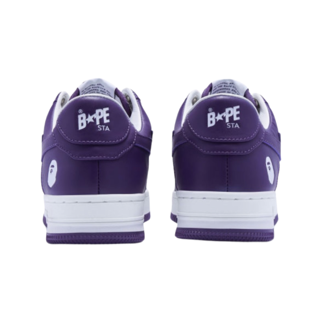 BAPE Bapesta Low Leather Sneakers in Purple & White - Stylish Streetwear for Men & Women | Perfect for Casual Outfits & Sneaker Collectors