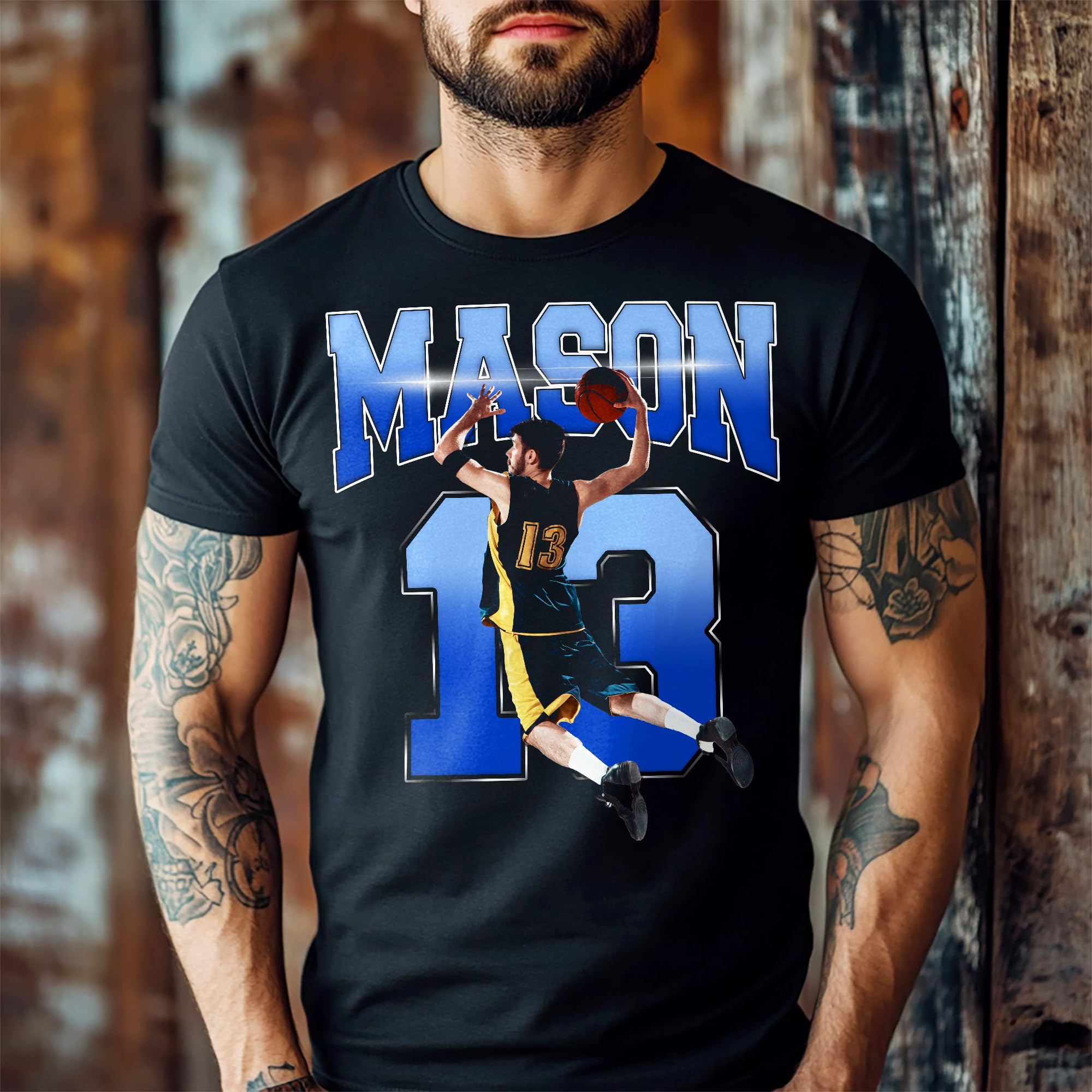 Custom Basketball Shirt - Personalized Photo T-Shirt for Men - Unique Sports Jersey Gift for Boyfriend - Perfect for Basketball Games, Workouts & Casual Wear