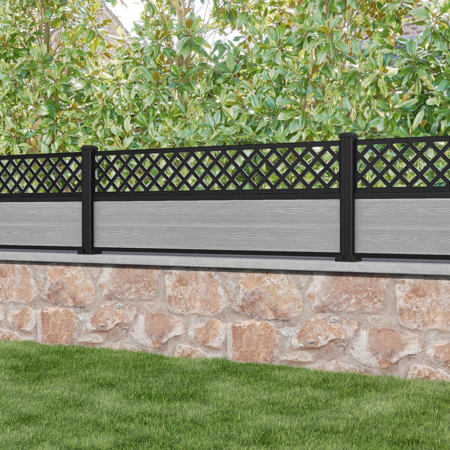 Classic Hive Fence Panel - Light Grey Aluminum Privacy Fence with Durable Posts for Garden, Yard, and Outdoor Decoration | Weather-Resistant Backyard Fencing Solution