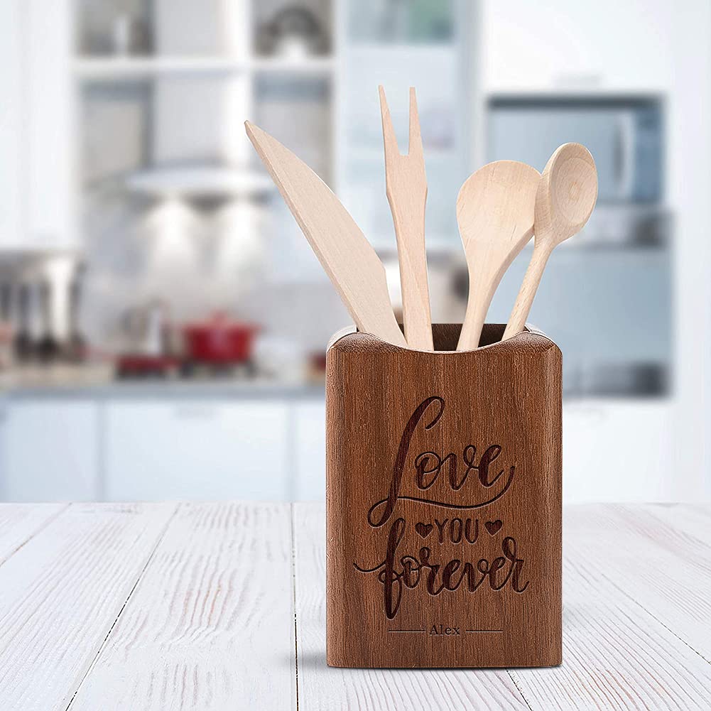 Custom Wooden Pen Holder with Personalized Name - Unique Desk Organizer for Office, School & Classroom - Perfect Gift for Teachers, Students & Colleagues | Also Great as Makeup Brush Holder for Vanity & Beauty Station
