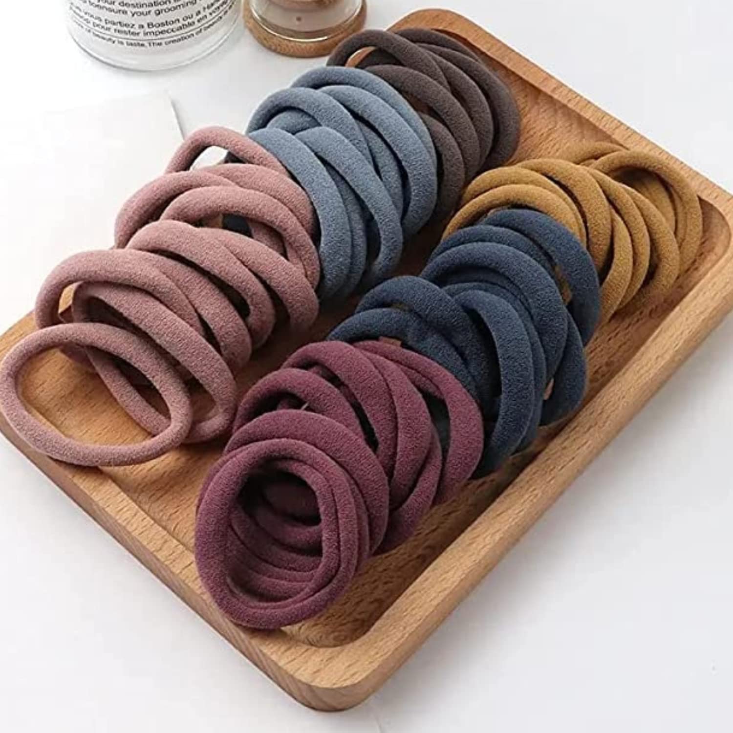 DIVERSA Elastic Hair Ties for Women & Girls - Stretchy Ponytail Holders, Dark Color Hair Rubber Bands & Scrunchies for Thick Hair (30 Pack) - Perfect for Workouts, Office & Everyday Hairstyles