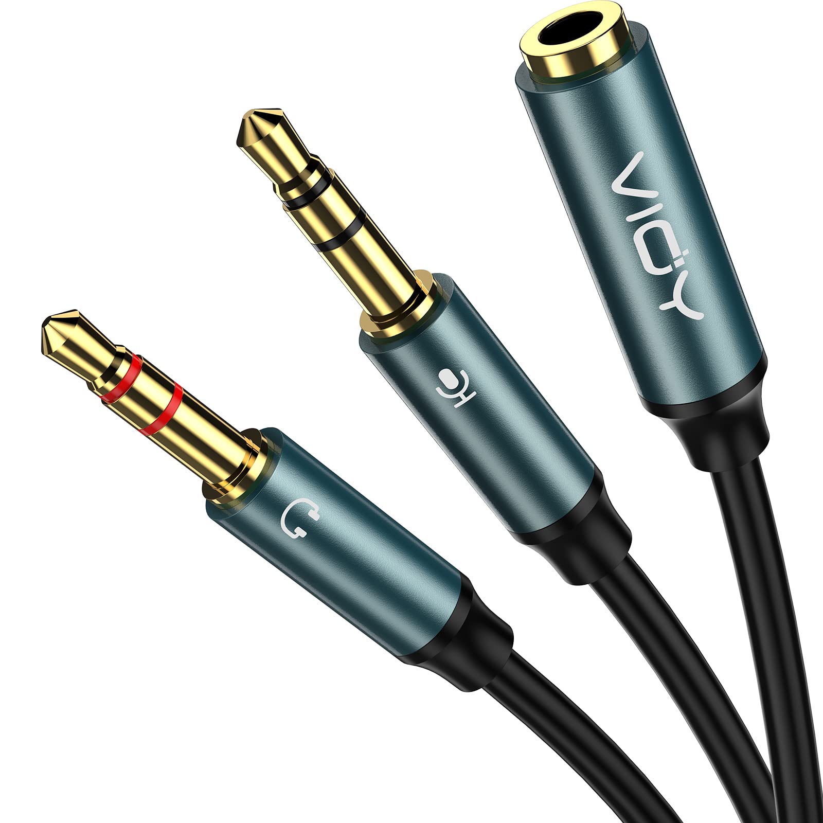 VIOY Gold-Plated 3.5mm Female to Dual Male Headphone Splitter Adapter - 2-in-1 Y Cable for Gaming Headsets, PC, Laptop & Mobile Devices (20cm/7.87inch) - Perfect for Multiplayer Gaming, Music Sharing & Conference Calls