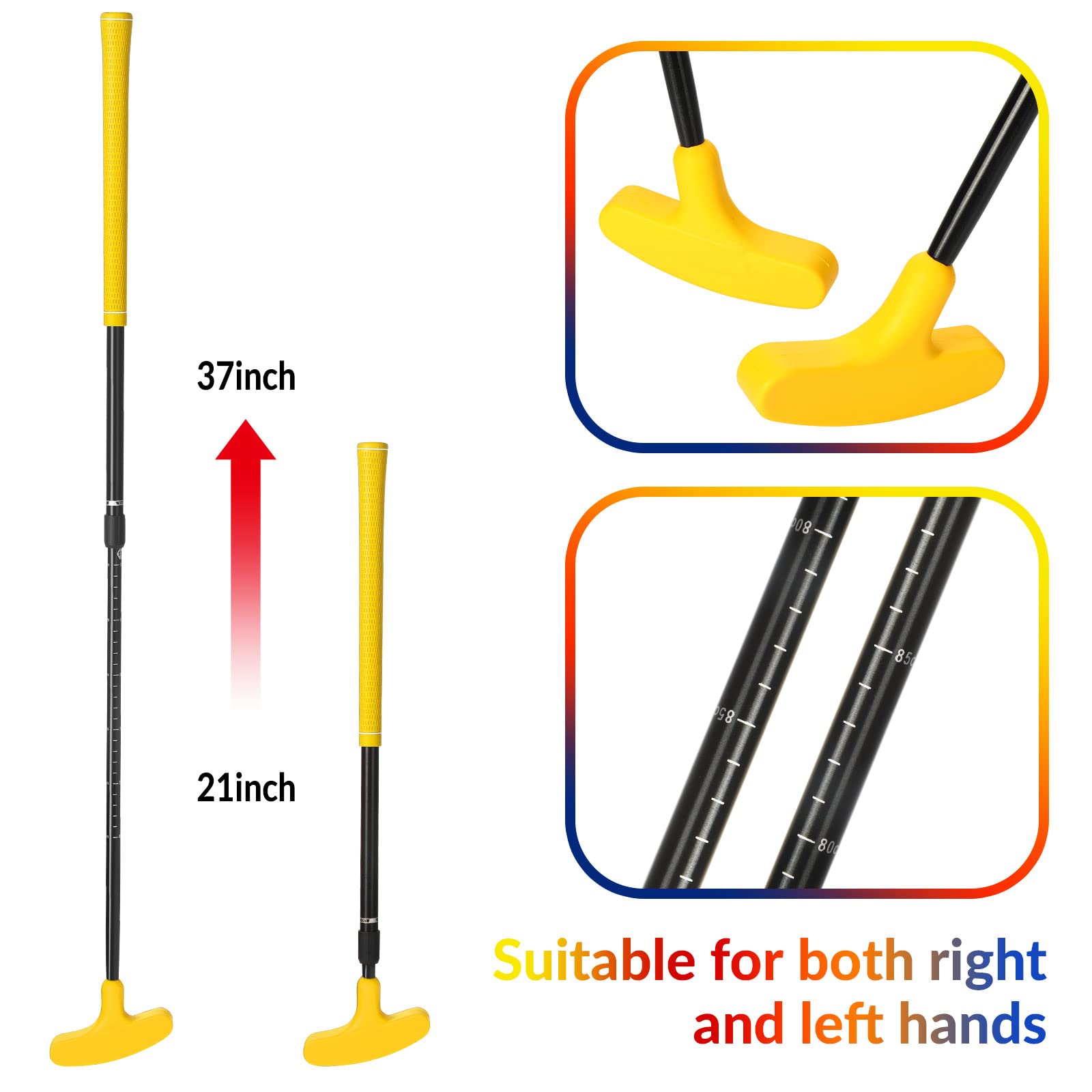 Premium Hiboom Two-Way Mini Golf Putter Set for Men, Women & Kids - Adjustable Length Right/Left Handed Putter with 4 Golf Balls - Perfect for Junior Golfers, Teenagers & Family Backyard Practice