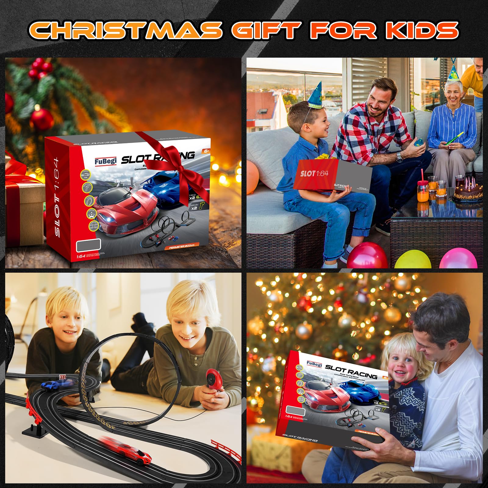 High-Speed 1:64 Scale Slot Car Race Track Set for Kids Ages 6-12 - Dual Racing Game with 2 Electric Cars, Battery or Plug-in Powered - Perfect Gift Toy for Boys & Girls - Fun for Birthday Parties & Family Game Nights