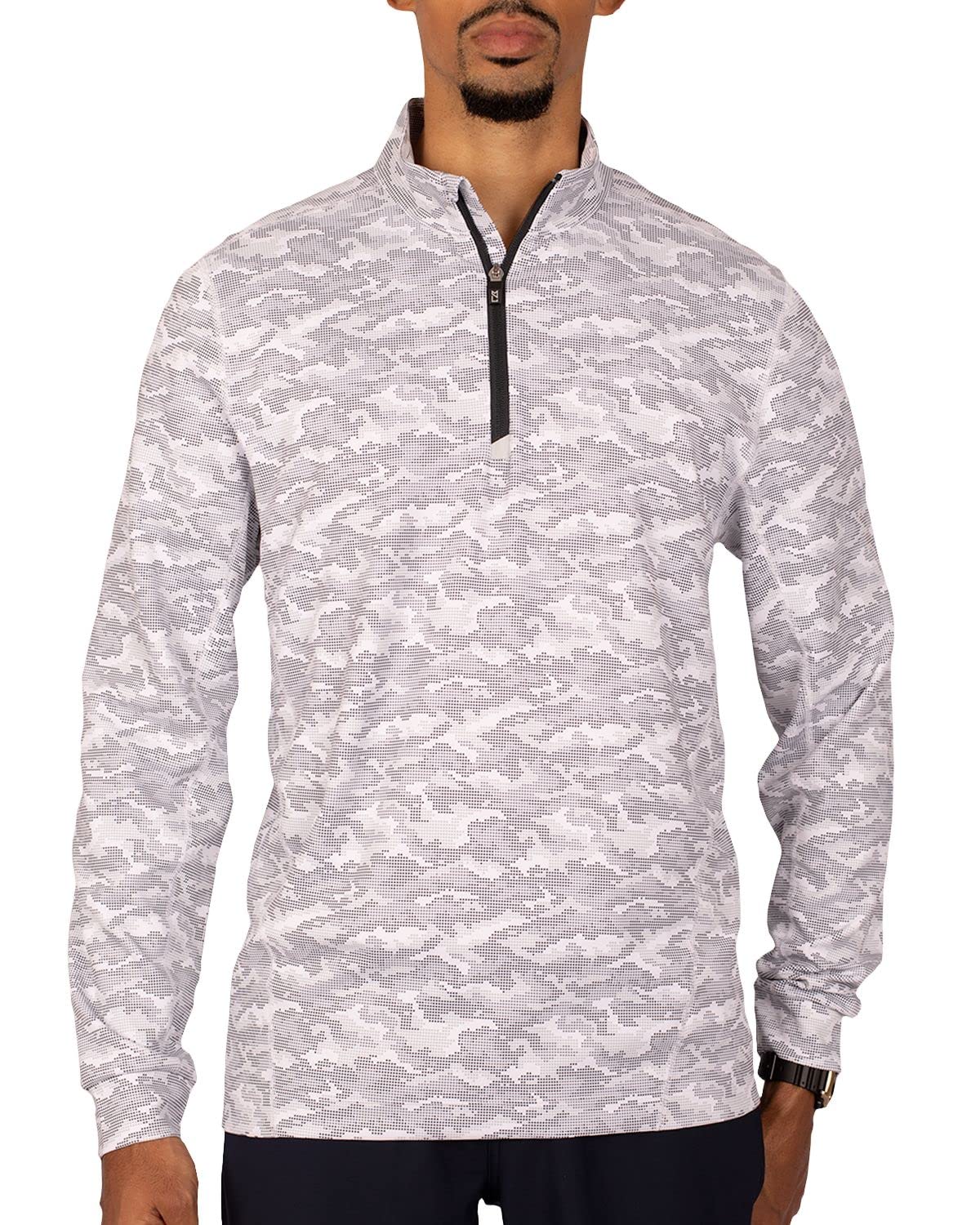 Cutter & Buck Men's Big & Tall Camo Print Stretch Quarter Zip Pullover - Lightweight Hunting & Outdoor Activewear for Hiking, Fishing & Casual Wear