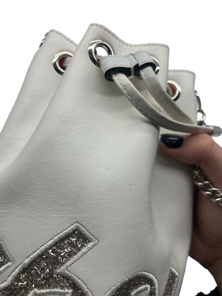 Christian Louboutin Marie Jane Crossbody Bucket Bag for Women - Luxury Leather Shoulder Bag with Gold-Tone Hardware, Perfect for Date Night & Evening Events