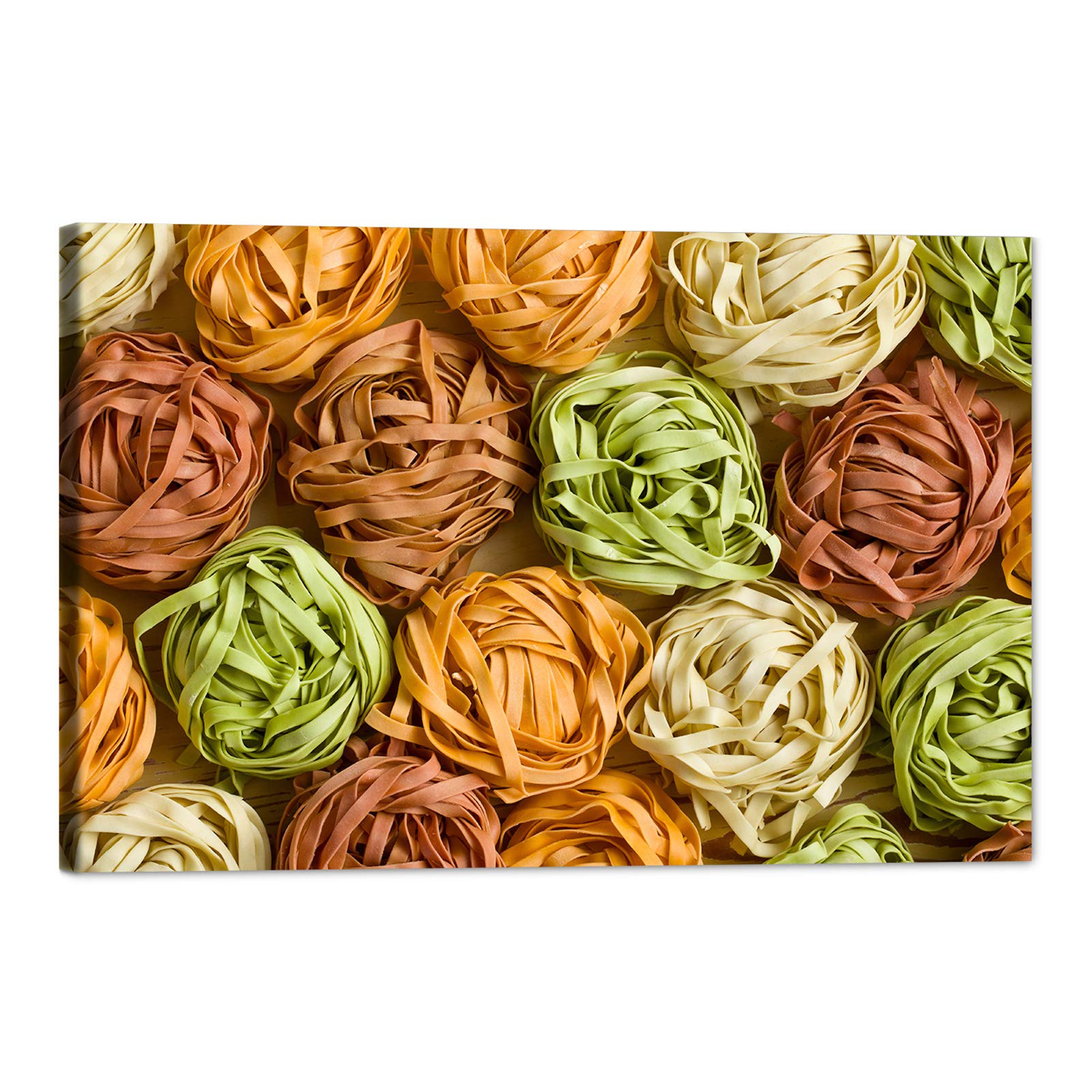 Colorful Pasta Framed Canvas Wall Art - 24x36 Inch Kitchen Decor, Ready to Hang Italian Food Painting for Dining Room & Restaurant Decoration | Perfect for Home, Cafe, and Italian-Themed Spaces