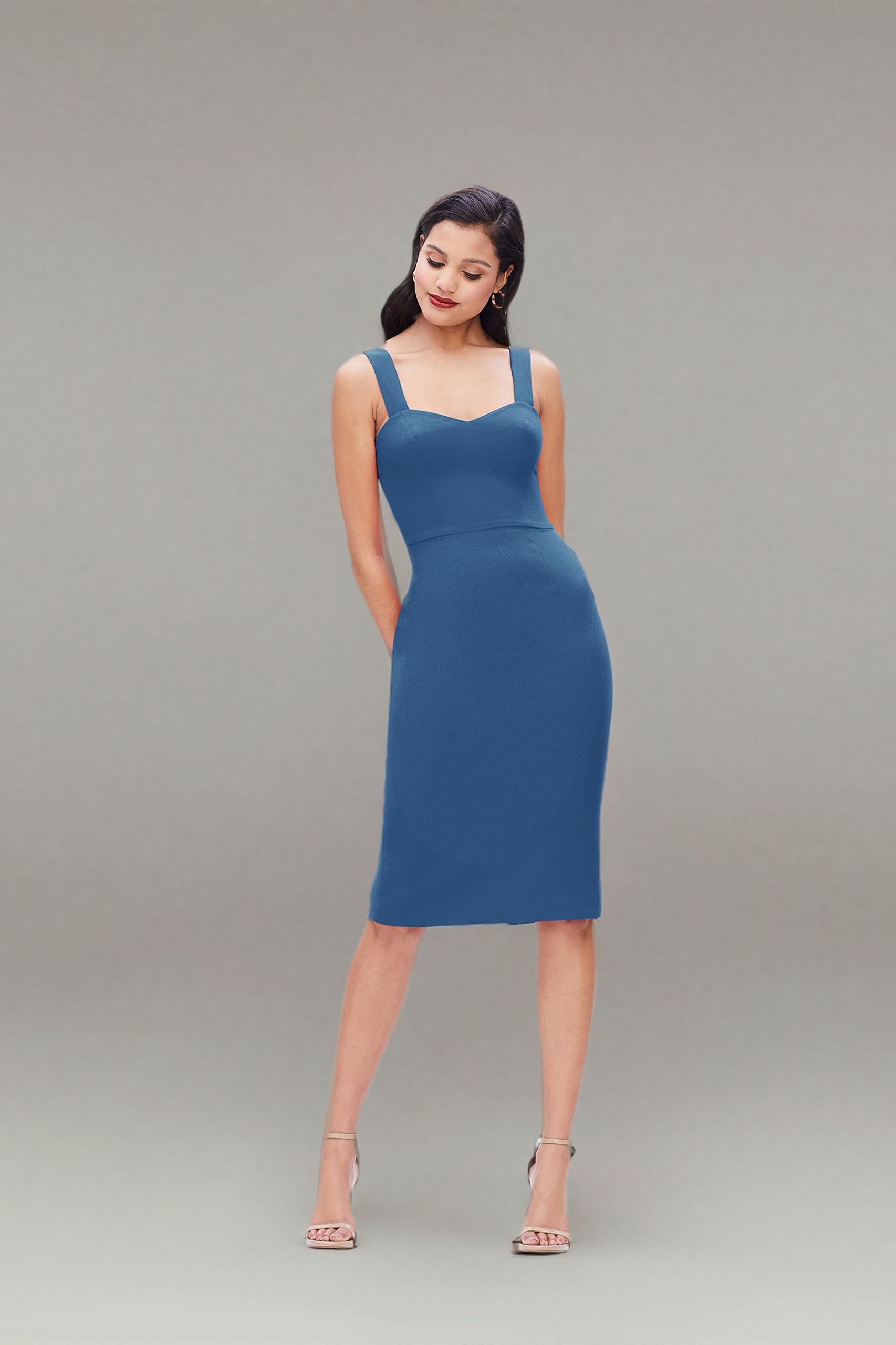 Dress the Population Women's Nicole Sweetheart Neck Bodycon Midi Dress - Elegant Party & Cocktail Dress for Evening Events, Date Nights & Special Occasions