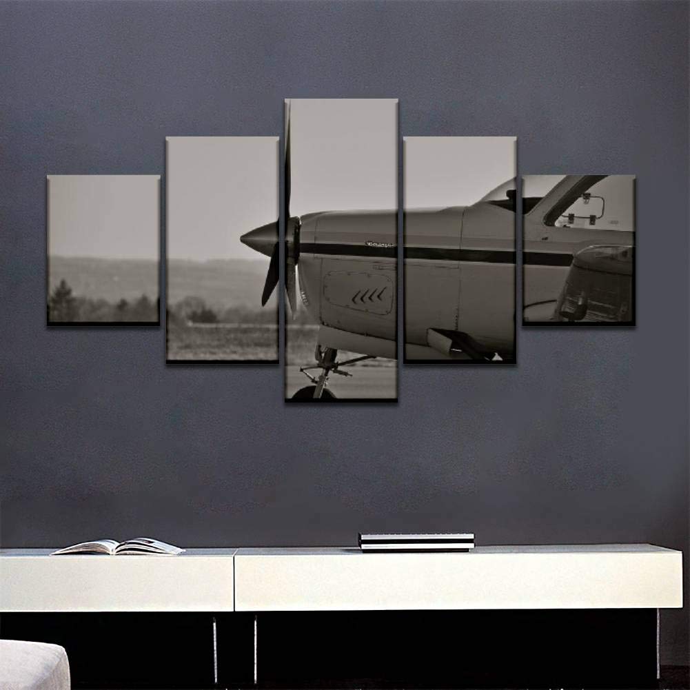 Skipvelo 5-Panel Wall Art Canvas Prints - Beechcraft Bonanza Aircraft Aviation Propeller Paintings, Stretched & Framed Ready to Hang - Perfect for Living Room, Bedroom, Office Decor