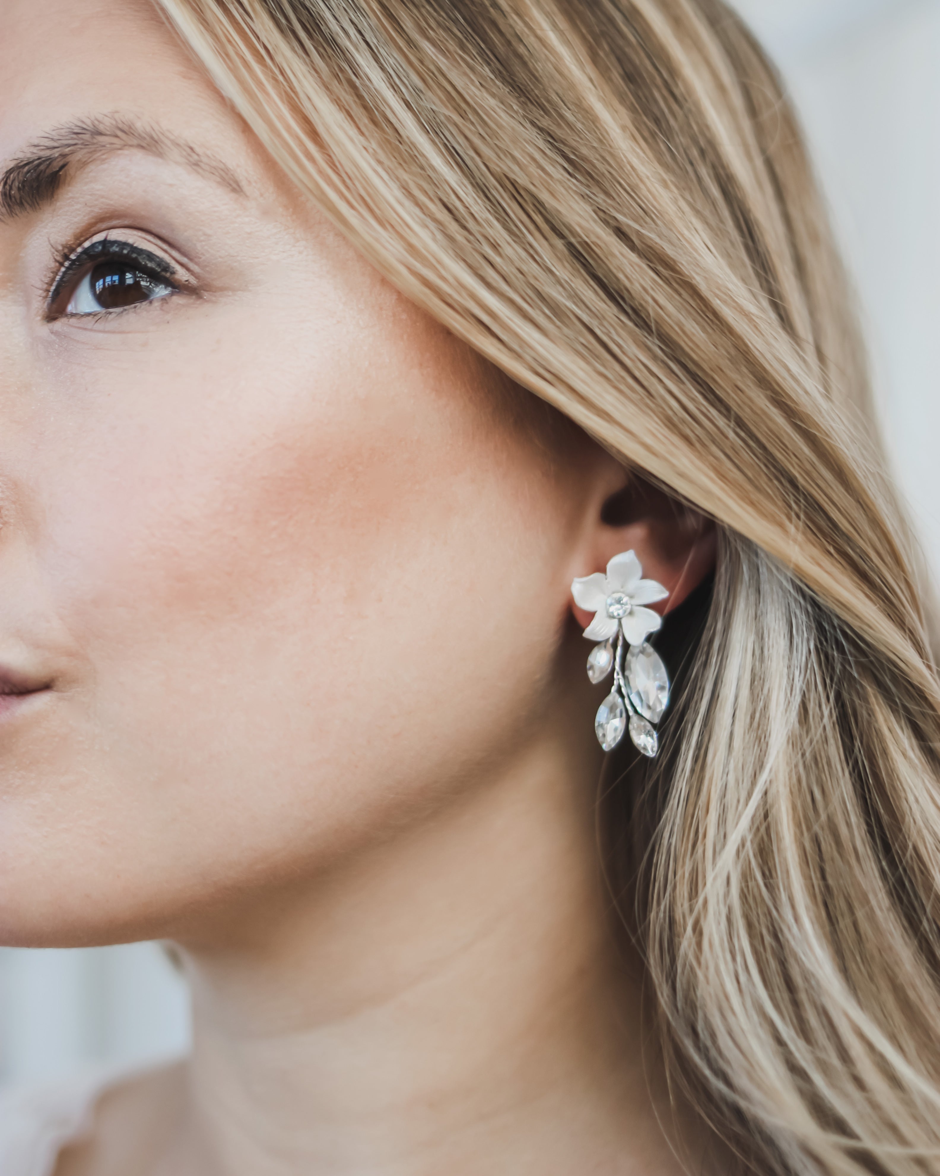 Flora Crystal Earrings for Women - Elegant Floral Dangle Earrings with Sparkling Crystals | Perfect for Weddings, Parties & Special Occasions
