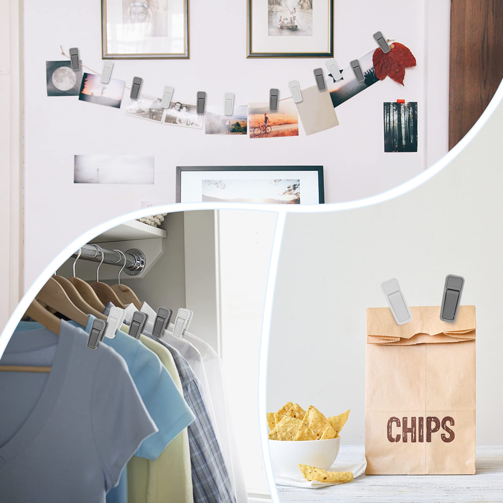 50 Pcs Baby Hanger Clips - Strong Plastic Finger Clips with Pinch Grip for Slim & Velvet Hangers - Perfect for Baby Clothes, Socks & Accessories Organization (White) - Nursery & Laundry Room Essential