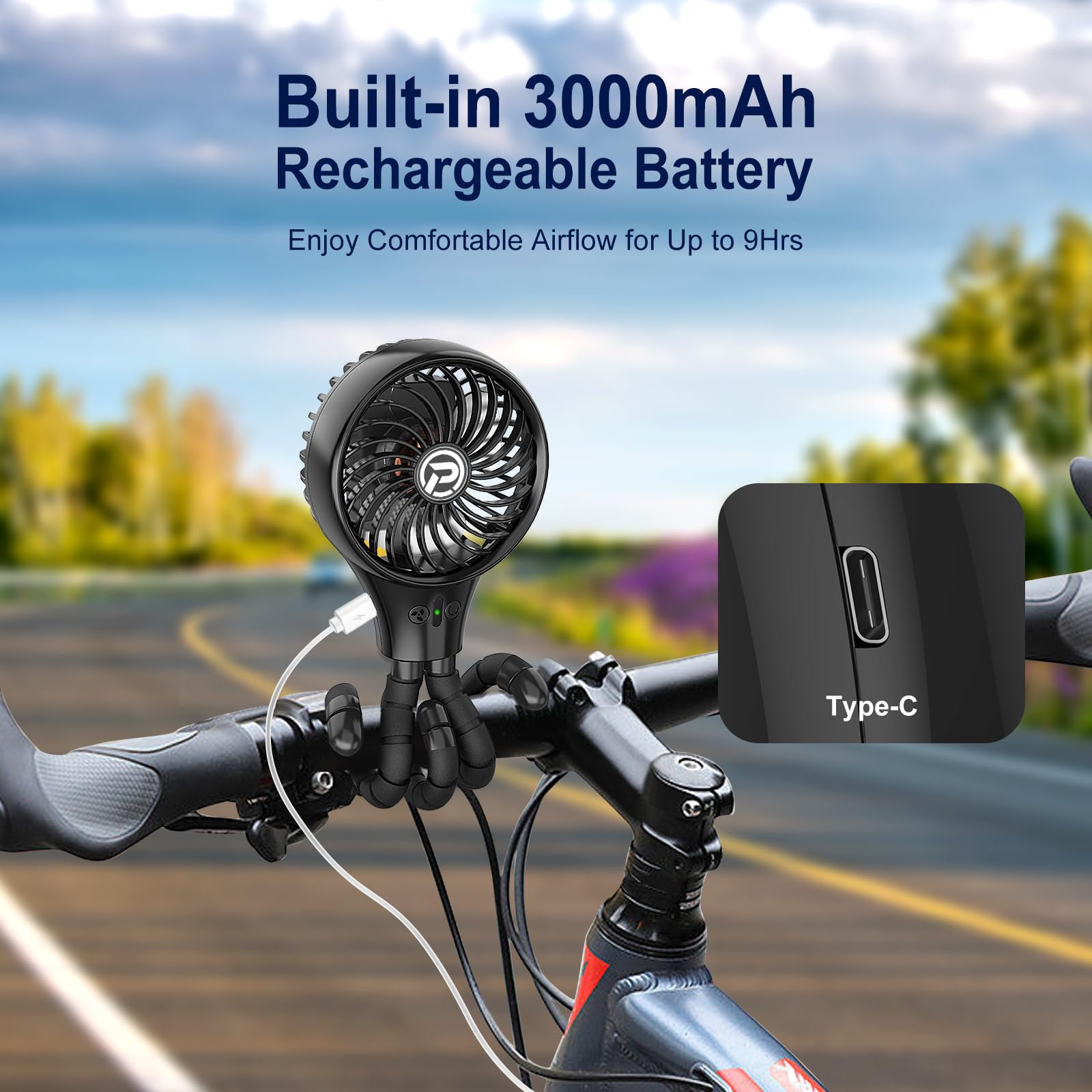 MORECORE Auto Oscillating Clip Fan for Exercise Bike & Treadmill - Portable Rechargeable Battery Fan with Flexible Tripod Stand - Perfect for Gym Workout, Home Fitness Equipment & Indoor Cycling - Stay Cool During Cardio Training & Workout Sessions