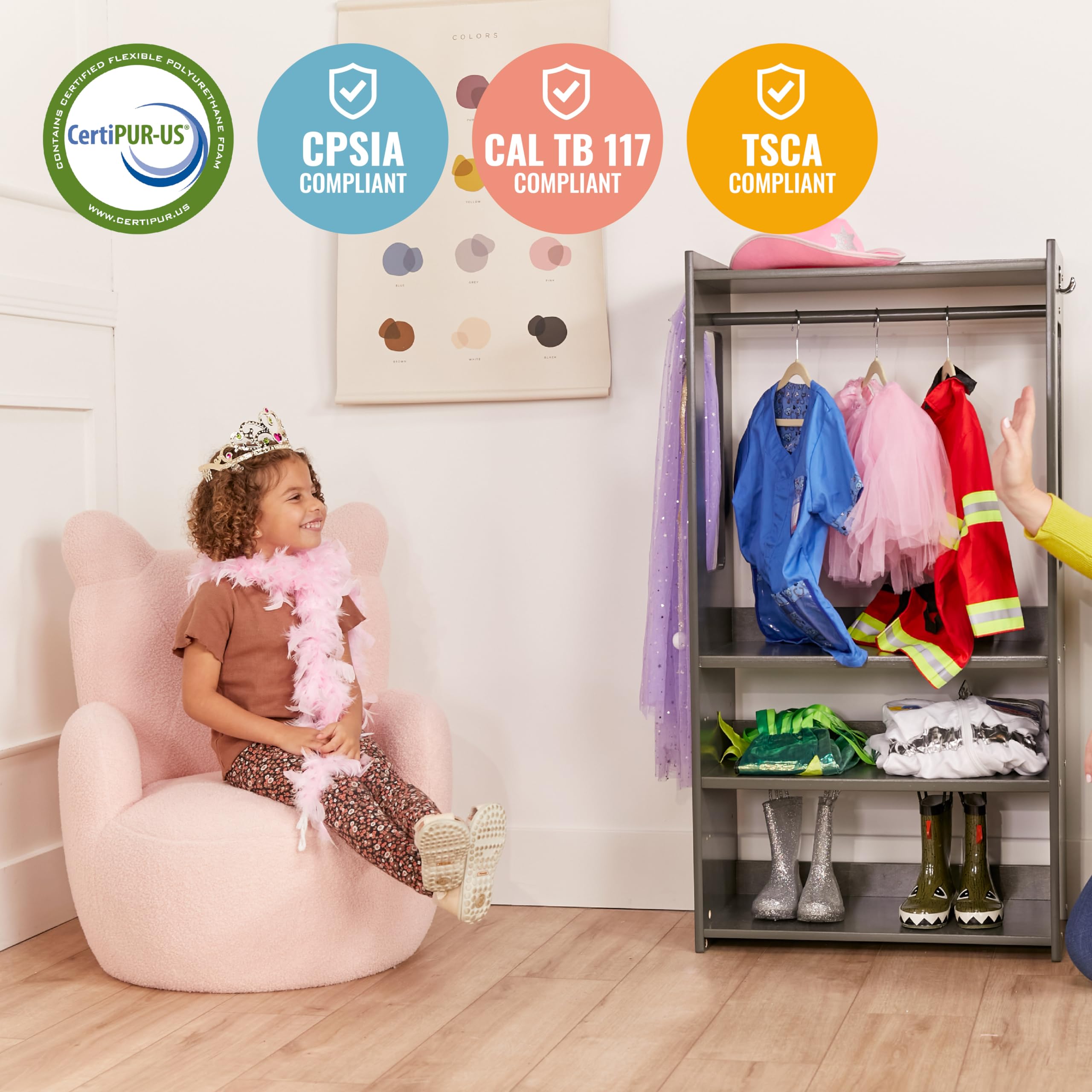 ECR4Kids Soft and Cozy Teddy Bear Chair for Kids - Pink Plush Children's Furniture for Playroom, Bedroom, or Reading Nook - Perfect Toddler Seat for Relaxing and Playtime