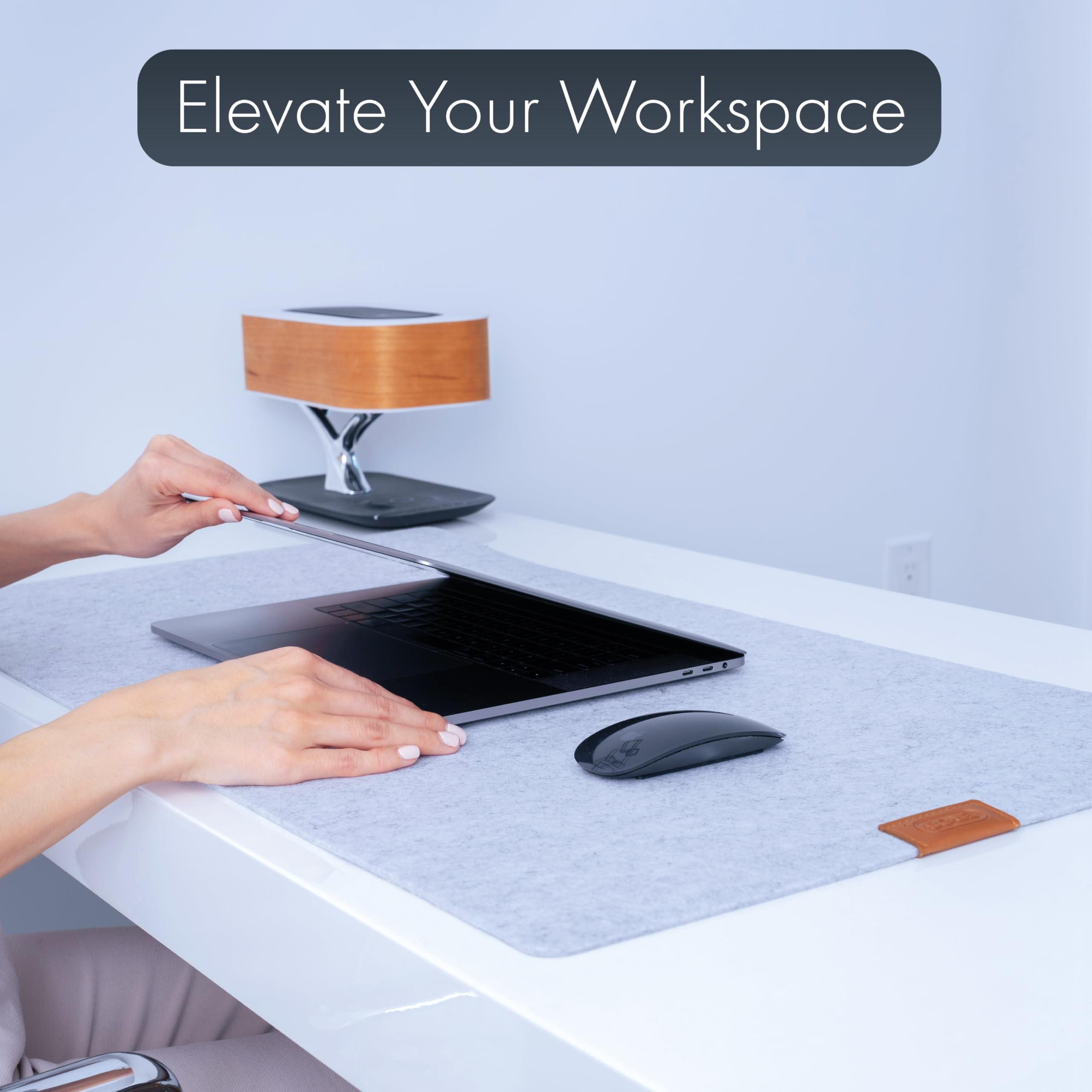 Non-Slip Felt Desk Mat - Light Gray Extra Large Office Desk Pad for Computer Keyboard & Mouse - Perfect for Home Office, Gaming & Workspace Protection