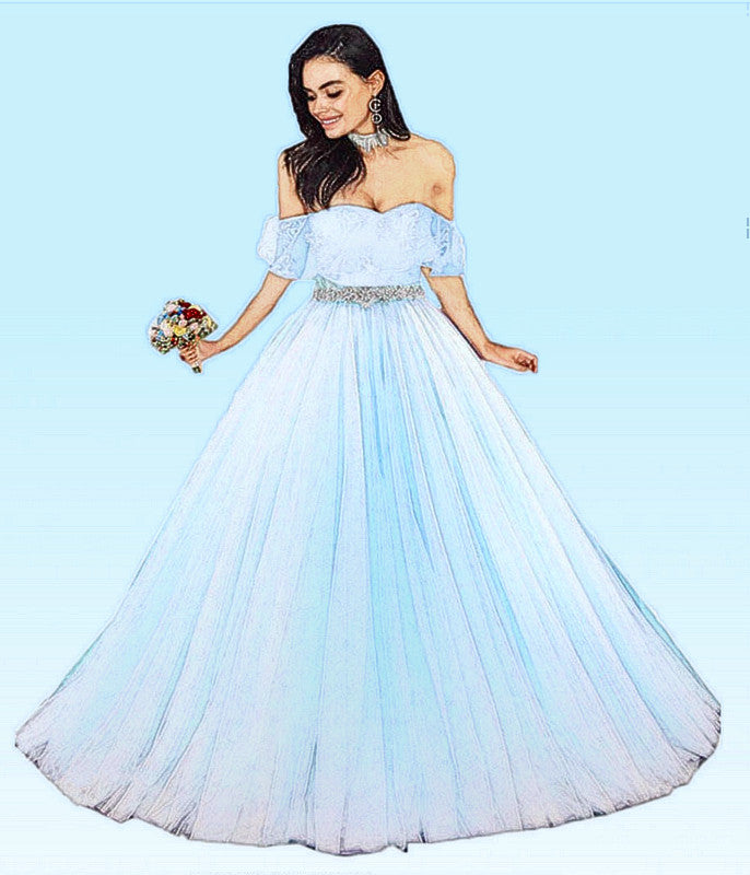 Elegant Baby Blue Tulle Quinceanera Dress with Lace Off-Shoulder Design - Perfect for Sweet 16, Birthday Parties & Formal Dances