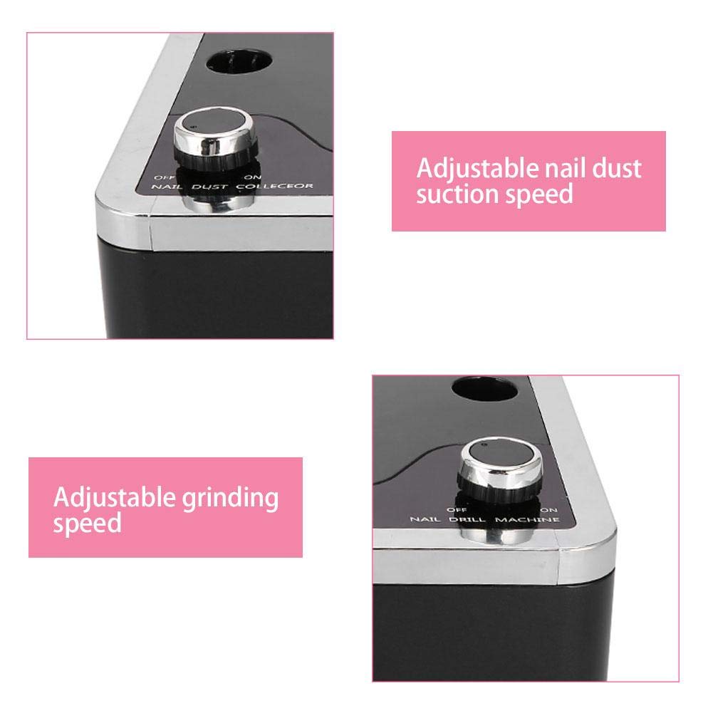 4 in 1 Professional Nail Drill Kit with Dust Collector, UV/LED Nail Lamp, and Desk Light - 108W Electric Nail File for Acrylic & Gel Nails (Black) - Perfect for Home Salons & DIY Manicures