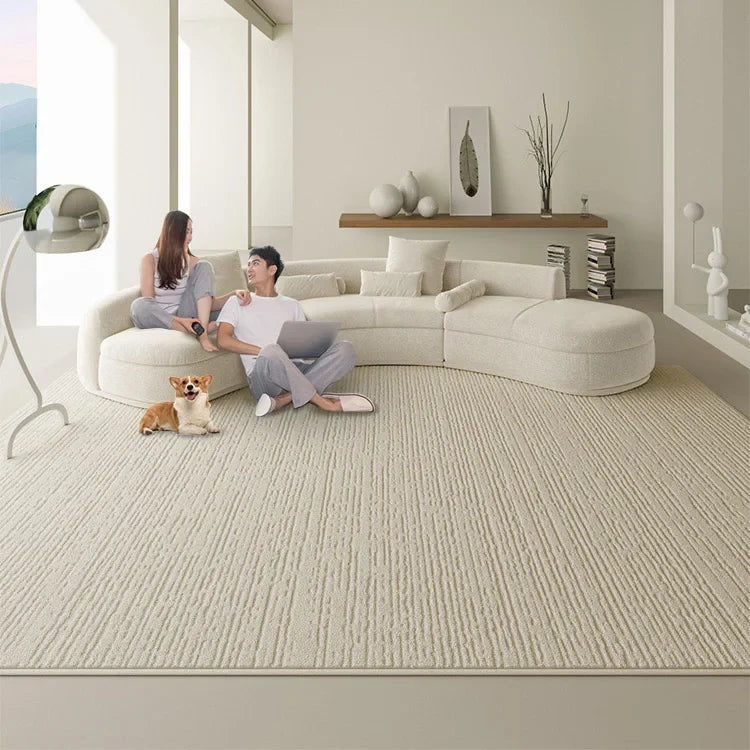 3D Diatom Silk Rug with Linear Geometric Pattern - Modern Chic Living Room Carpet for Home Decor | Perfect for Bedroom, Office & Lounge Areas