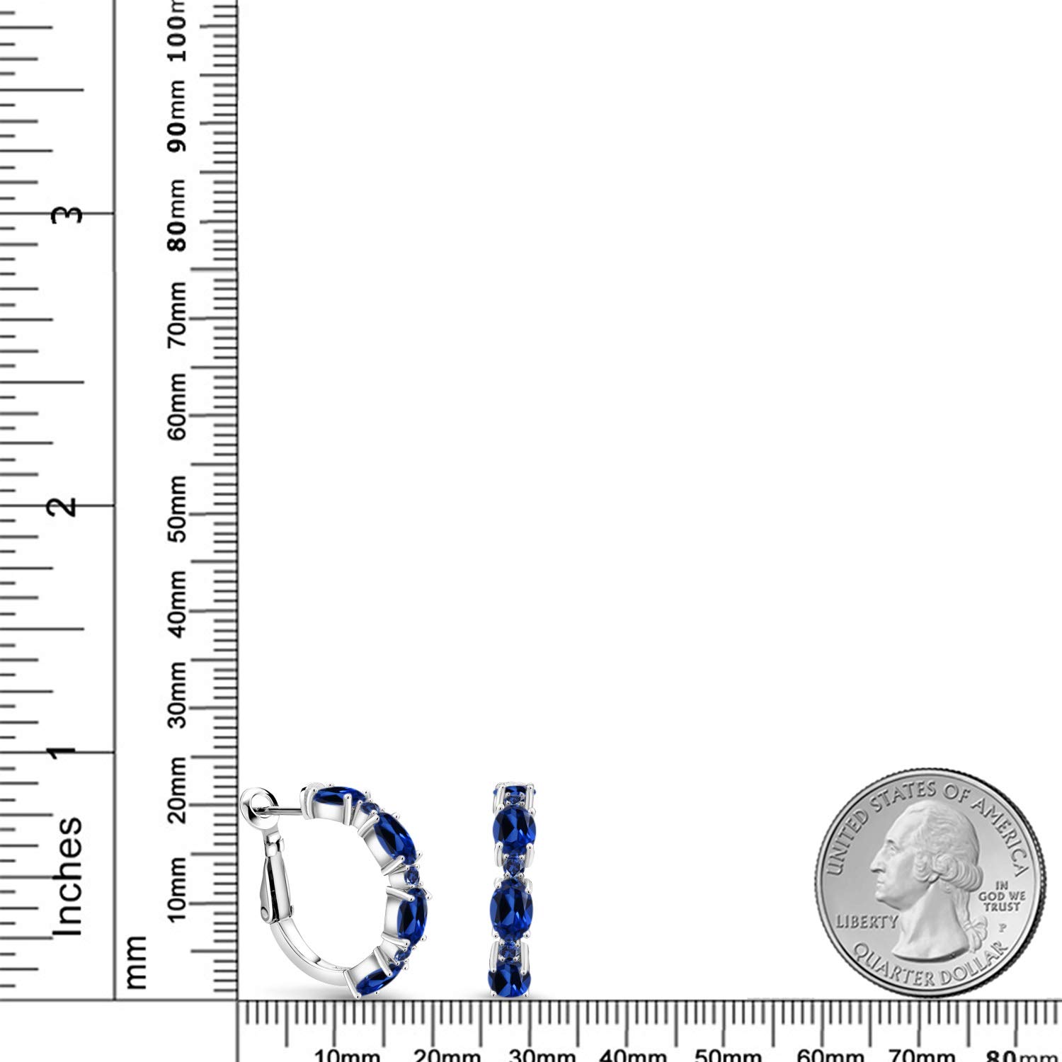 Gemstone Birthstone Hoop Earrings for Women - 925 Sterling Silver, Oval 6x4mm & Round 2mm, 20mm (0.80 Inch) | Fine Jewelry Gifts for Mom, Wife, Her | Perfect for Birthdays, Anniversaries & Everyday Wear