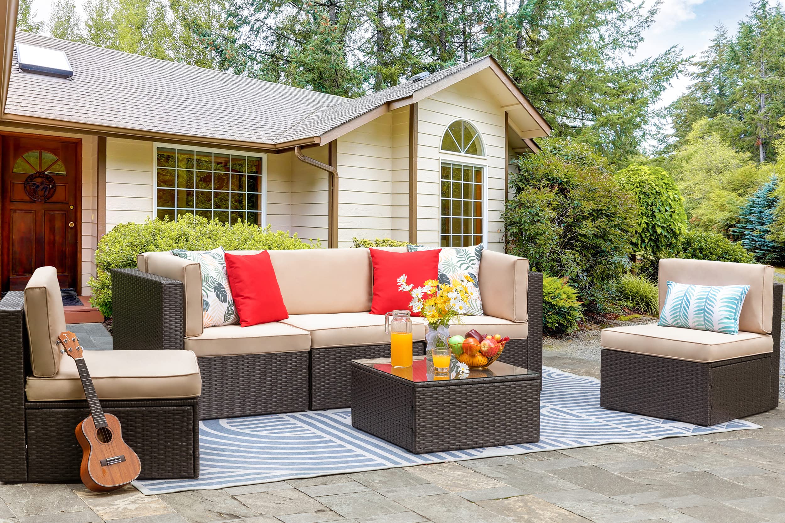 Vongrasig 7-Piece Outdoor Patio Furniture Set with 43