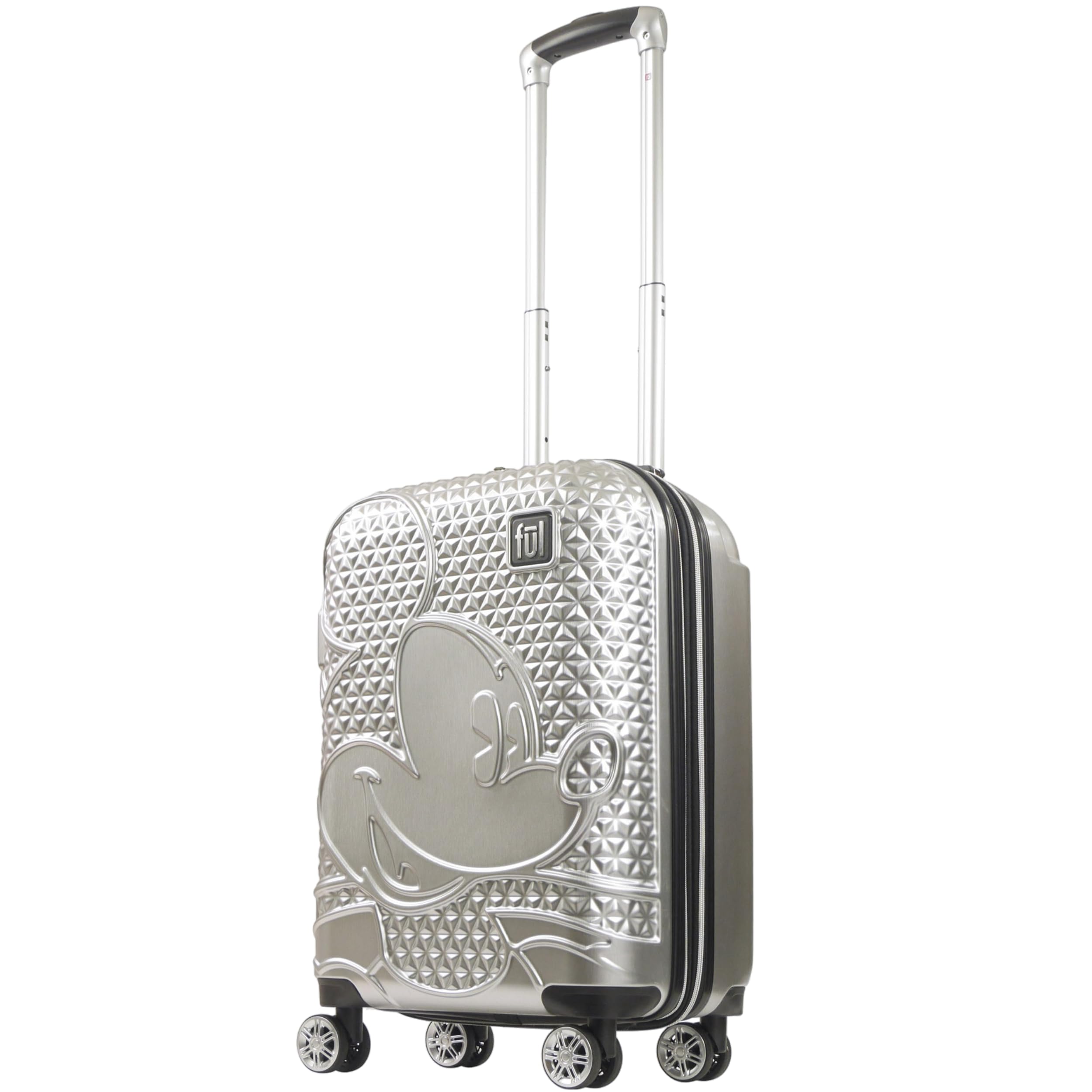 Disney Mickey Mouse 21 Inch Hardside Spinner Wheel Carry On Luggage - Lightweight Rolling Suitcase for Travel, Business Trips & Weekend Getaways (Silver)