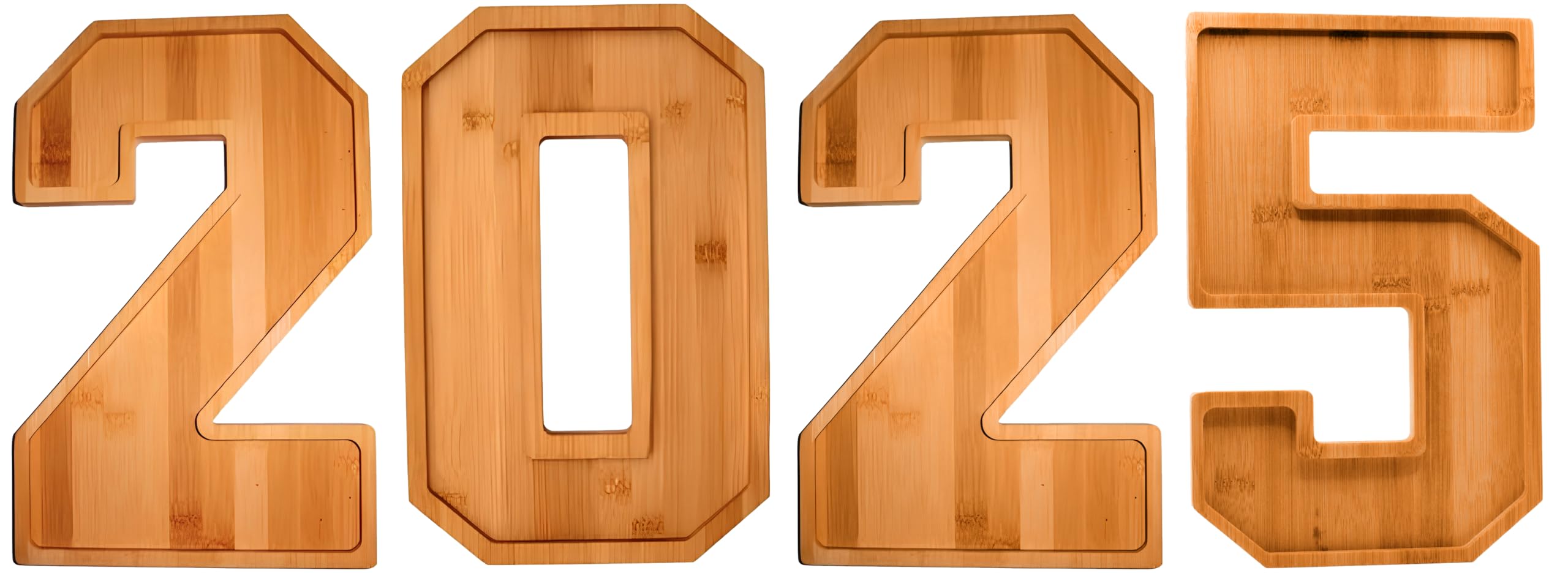 2025 Charcuterie Board with Numbers - Bamboo Cheese Tray for New Year's Party Decorations | Fillable Food Serving Platter for NYE Celebrations, Charcuterie Box & Appetizer Display