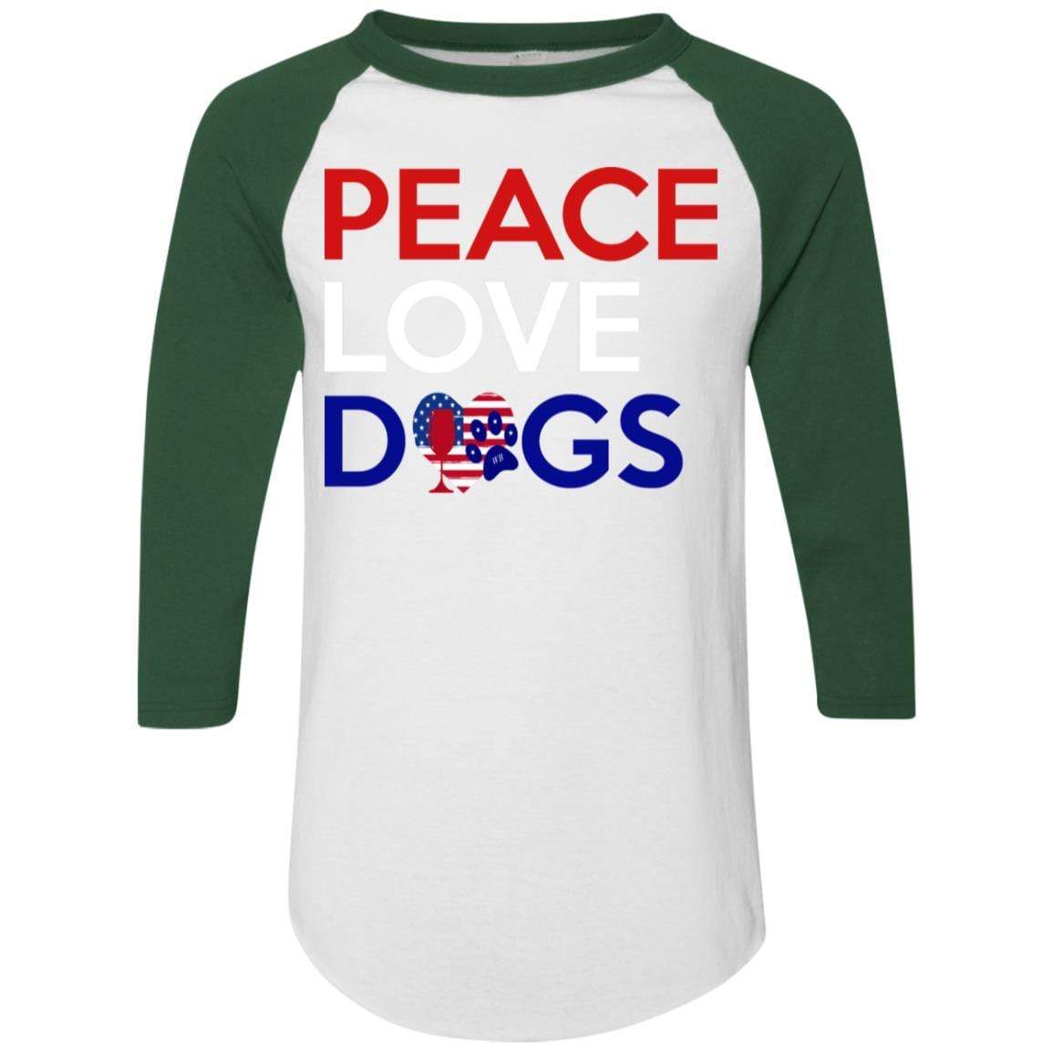 Peace Love Dogs Colorblock Raglan Jersey - Trendy & Comfortable Women's T-Shirt for Dog Lovers | Perfect for Casual Wear, Dog Walks & Pet-Themed Events