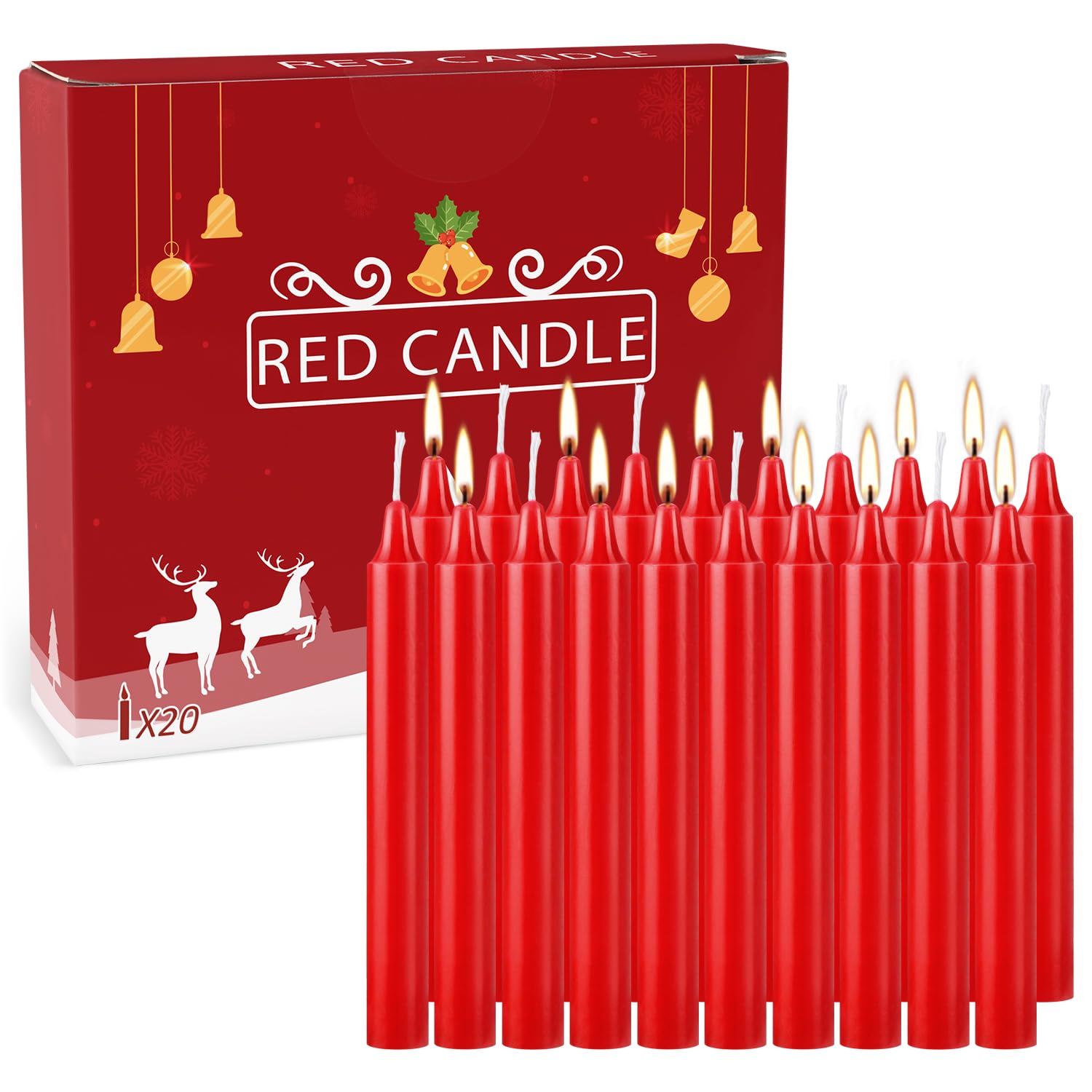 Premium Set of 20 Unscented Red Mini Taper Candles - 4 Inch Tall for Rituals, Prayer, Meditation, Altar Decor & Birthday Celebrations - Ideal for Spiritual Practices, Home Decor & Special Occasions