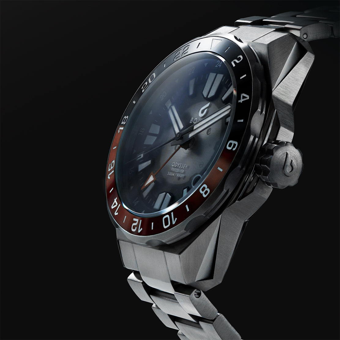 BOLDR Odyssey Freediver GMT CK1886 - Premium Stainless Steel Dive Watch for Men - Perfect for Scuba Diving, Travel & Everyday Wear