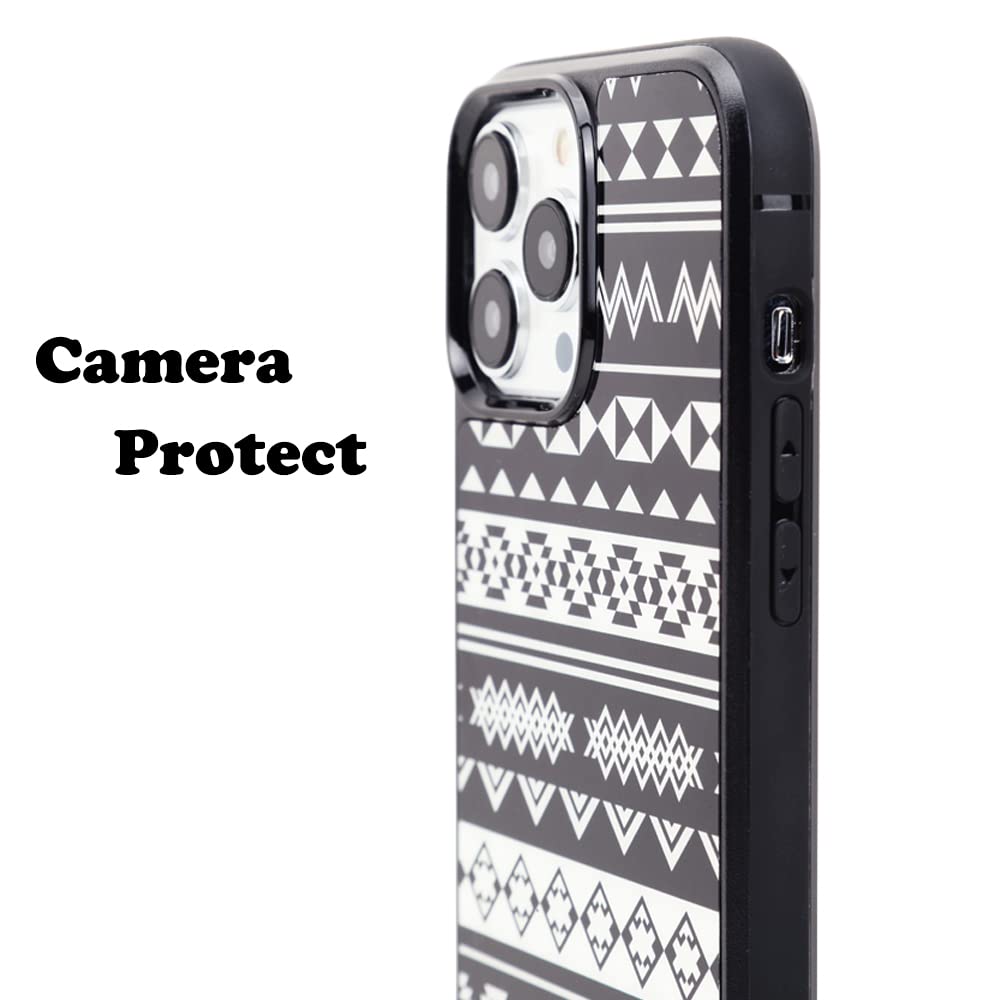 uCOLOR Marble Pattern iPhone 13 Pro Max Case 6.7 Inch (2021) - Ultra Slim Soft TPU Protective Cover with Stylish Matt Hybrid Design - Black & White Ethnic Style - Perfect for Daily Use, Office & Travel Protection