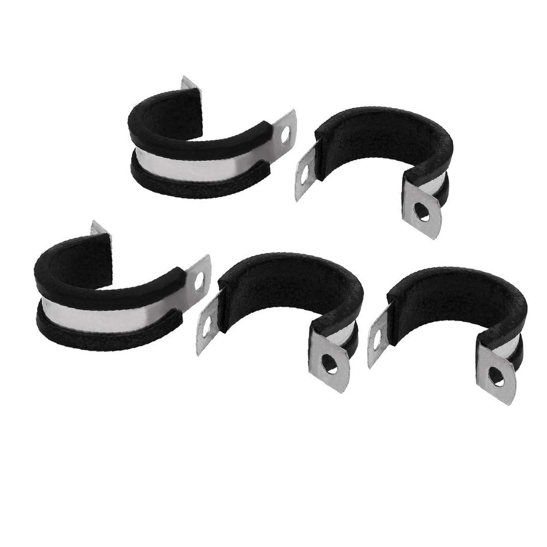 X-DREE 25mm Diameter EPDM Rubber Lined P Clips - Heavy Duty Cable Hose Pipe Clamps Holder (5 Pack) - Perfect for Automotive Wiring, Plumbing & Industrial Pipe Management