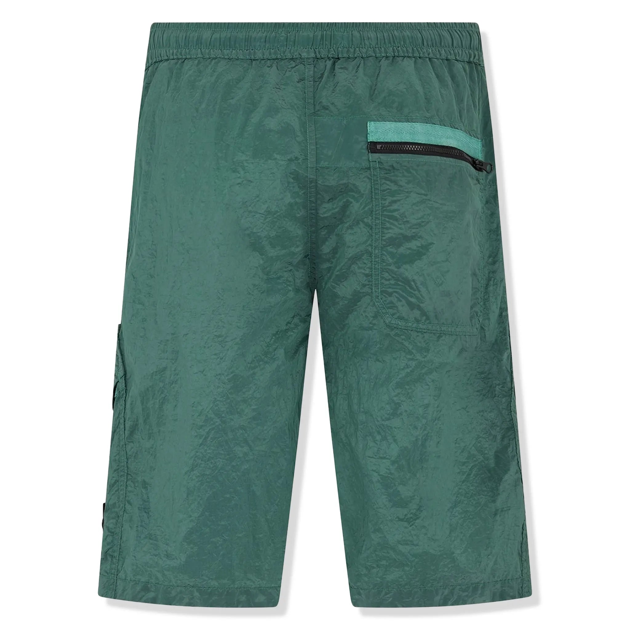 Stone Island Nylon Metal Dark Green Shorts for Men - Lightweight Water-Repellent Casual Shorts with Metal Badge - Perfect for Outdoor Activities, Travel & Summer Wear