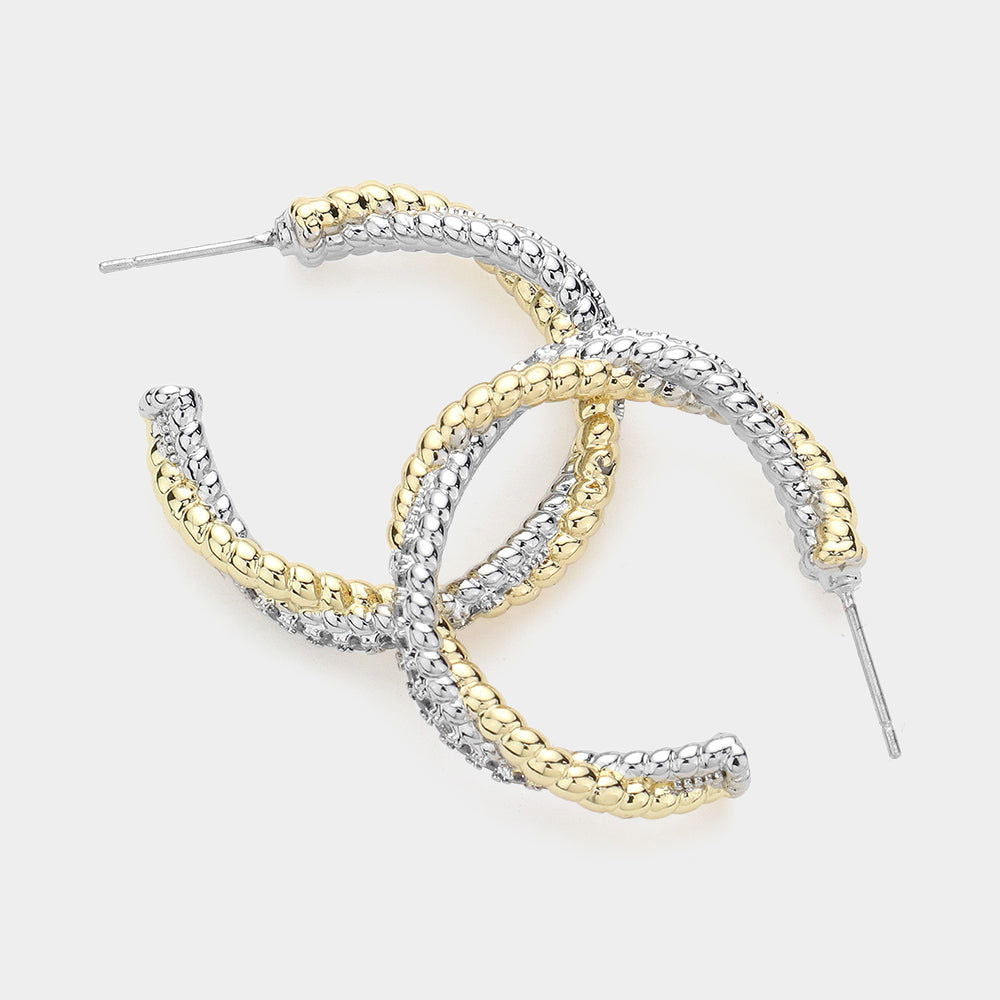 14K Gold Plated Two Tone CZ Hoop Earrings for Women - Elegant Cubic Zirconia Jewelry Gift for Birthday, Anniversary & Special Occasions