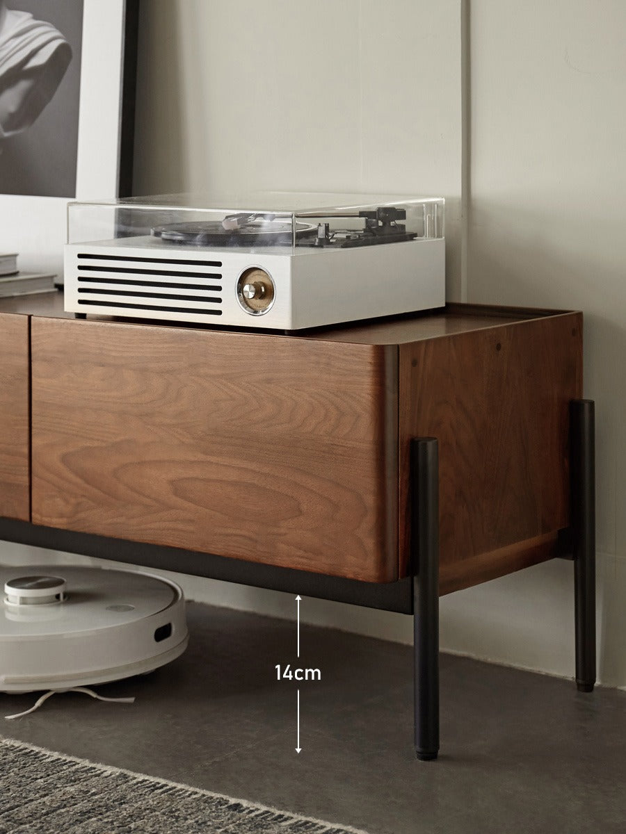 Black Walnut Solid Wood TV Stand - Modern Entertainment Center for Living Room, Bedroom, Home Theater | Durable Hardwood Media Console with Storage Shelves | Perfect for TV, Gaming, Streaming & Home Decor
