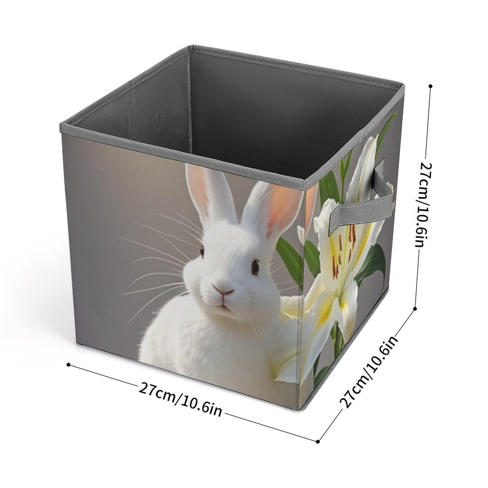 White Rabbit and Lilies Collapsible Storage Bin - 10.6