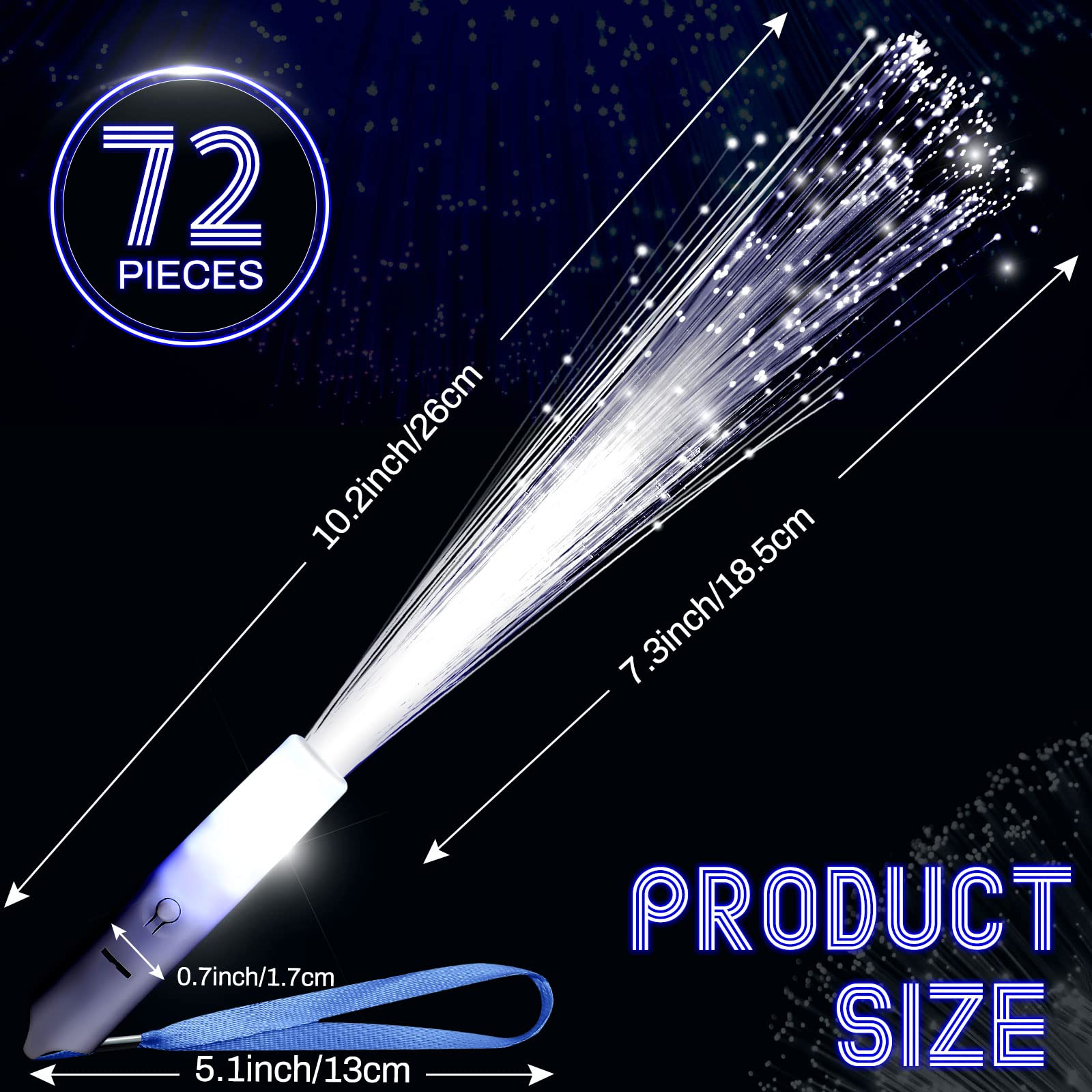 144-Piece White LED Fiber Optic Wands - 3 Lighting Modes (Flashing/Steady/Sparkle) for Weddings, Bridal Showers, Birthday Parties & Glow-in-the-Dark Events - Perfect Wedding Favors & Party Supplies