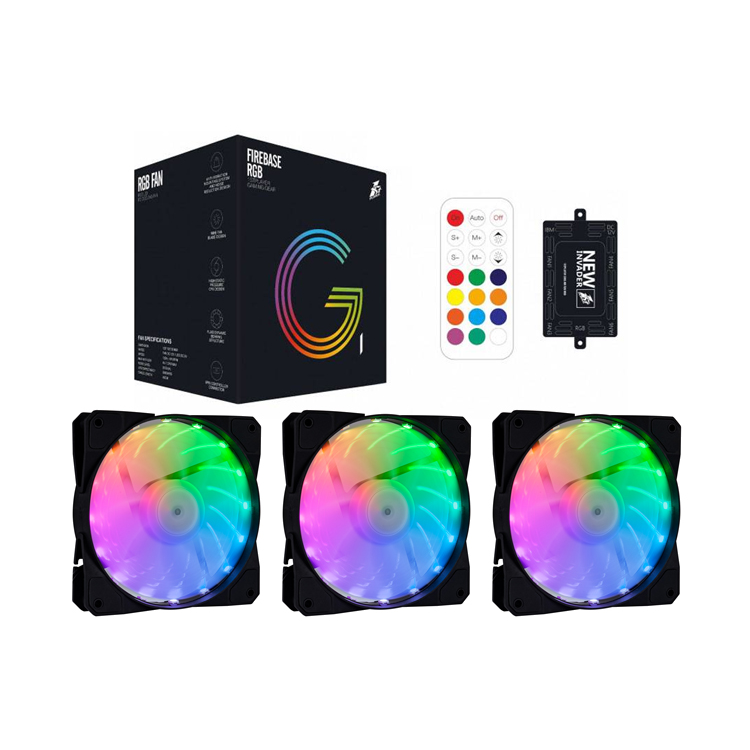 1st Player FireBase G1 3x 120mm RGB PC Case Cooling Fans with Remote Control - High Airflow LED Gaming Computer Fans for Desktop Cooling & Custom RGB Lighting Setup