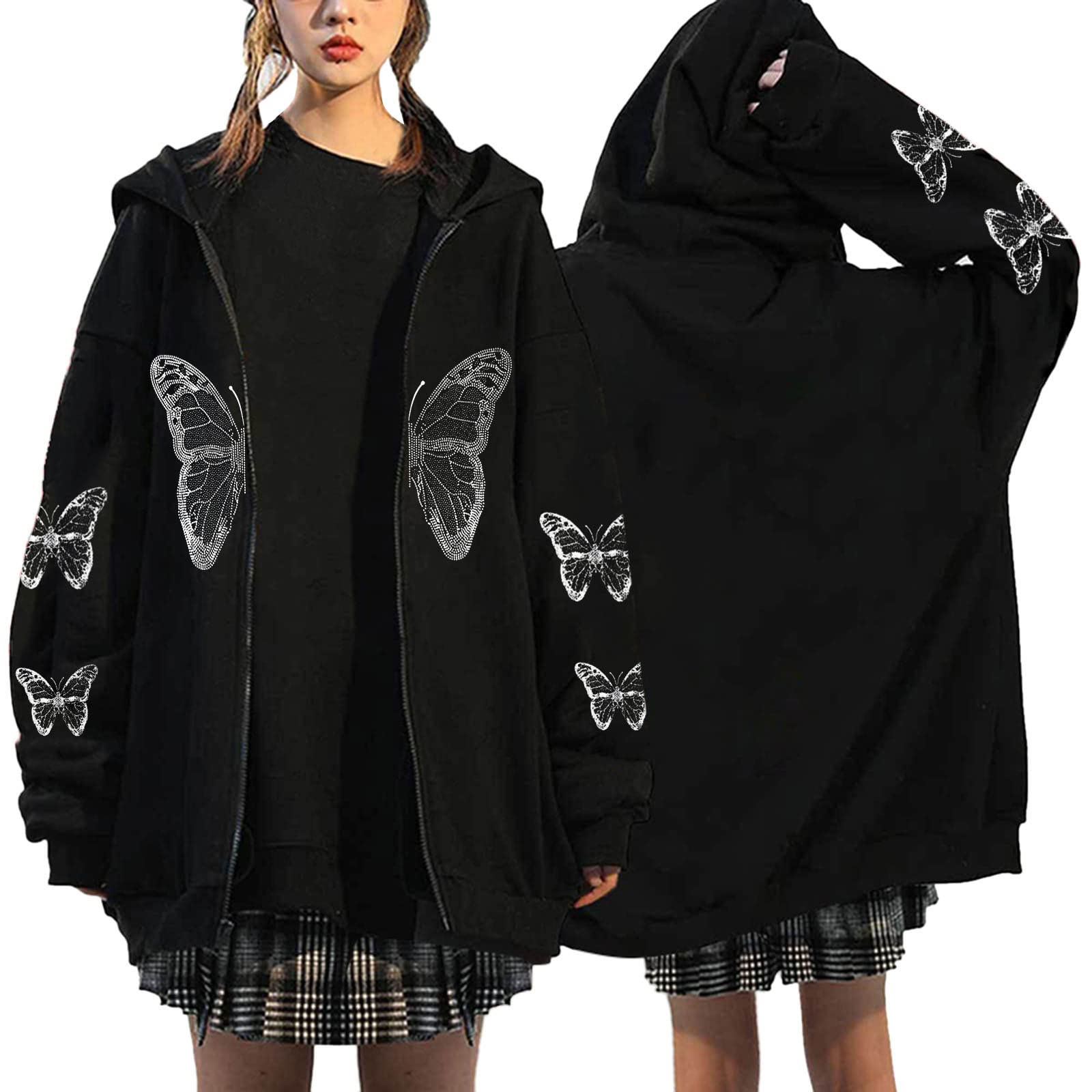 Women's Lightweight Loose Fit Pullover Hoodie - Casual Zip Up Sweatshirt with Drawstring for Everyday Wear, Lounge & Outdoor Activities