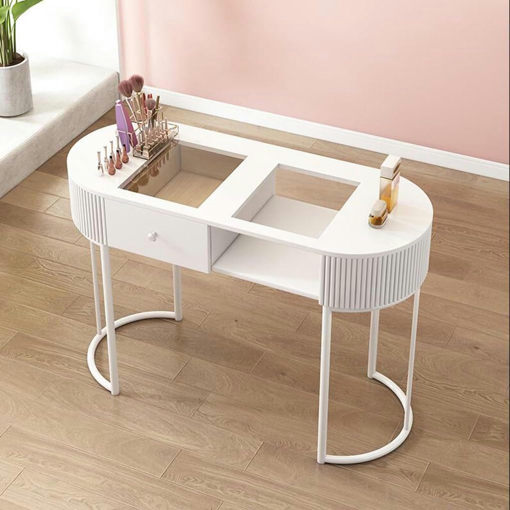 Portable Gold Manicure Table with Drawers & Shelves - 100x40x76cm Nail Desk for Salon & Spa - Glass Top Storage Equipment for Professional Nail Technicians - Perfect for Home & Commercial Use