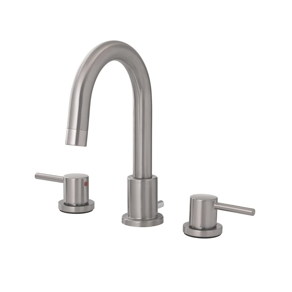 Chrome Plated Two Handle Wide Spread Bathroom Faucet with Pop-Up Drain - Modern Bathroom Sink Faucet for Vanity, Powder Room & Guest Bath Installation