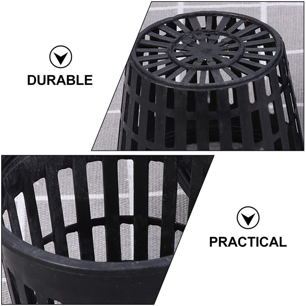 Wakauto 40 Pcs Black Plastic Orchid Planter Pots with Slotted Mesh Net Cups - Wide Lip Bucket Basket for Hydroponics, Gardening, and Indoor/Outdoor Plant Nursery (80X63mm) - Perfect for Orchids, Herbs, and Seed Starting