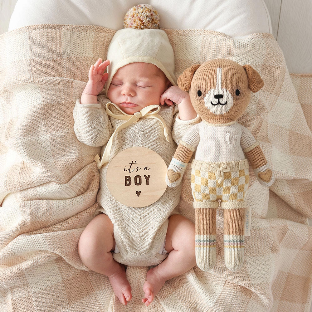 Cuddle + Kind George the Dog Hand-Knit Doll - Ethically Made, Supports 10 Meals for Kids | Perfect Gift for Babies, Toddlers & Animal Lovers (Playtime, Nursery Decor, Charity Donation)