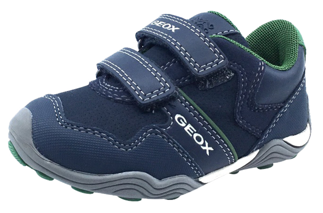 GEOX Boys Arno Velcro Sneakers - Navy/Green Athletic Tennis Shoes for Kids | Comfortable & Durable for School, Play & Everyday Wear