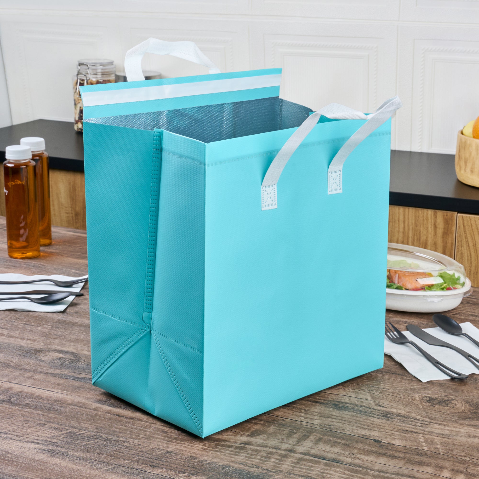 Premium Insulated Take Out Bags - Tamper Evident Food Delivery Bags (11 3/4