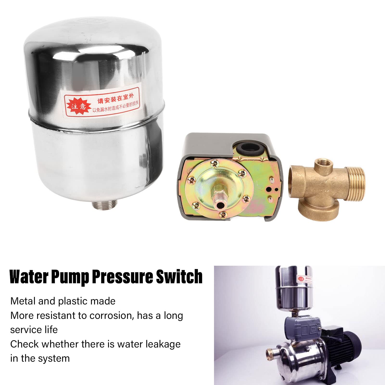 Low Pressure Switch, Water Pump Pressure Switch, Automatic On/Off Pressure Tank Pump Switch with Leak Detection for Garden - Ideal for Irrigation Systems, Home Water Supply, and Outdoor Plumbing