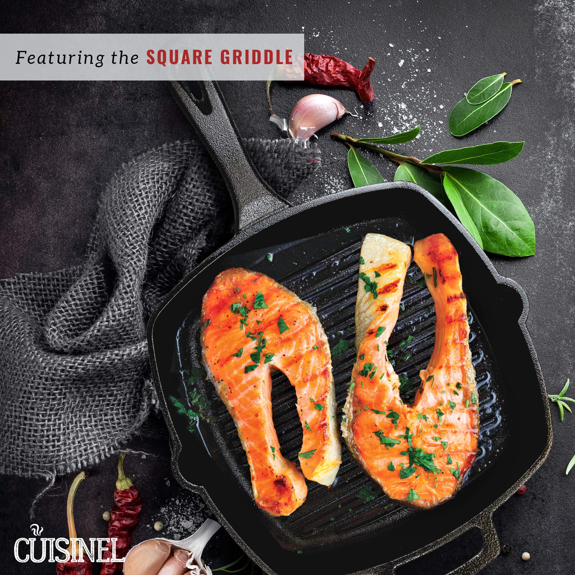 Premium Cast Iron Cookware Set - 10-Piece Pre-Seasoned Kit with Skillets (8
