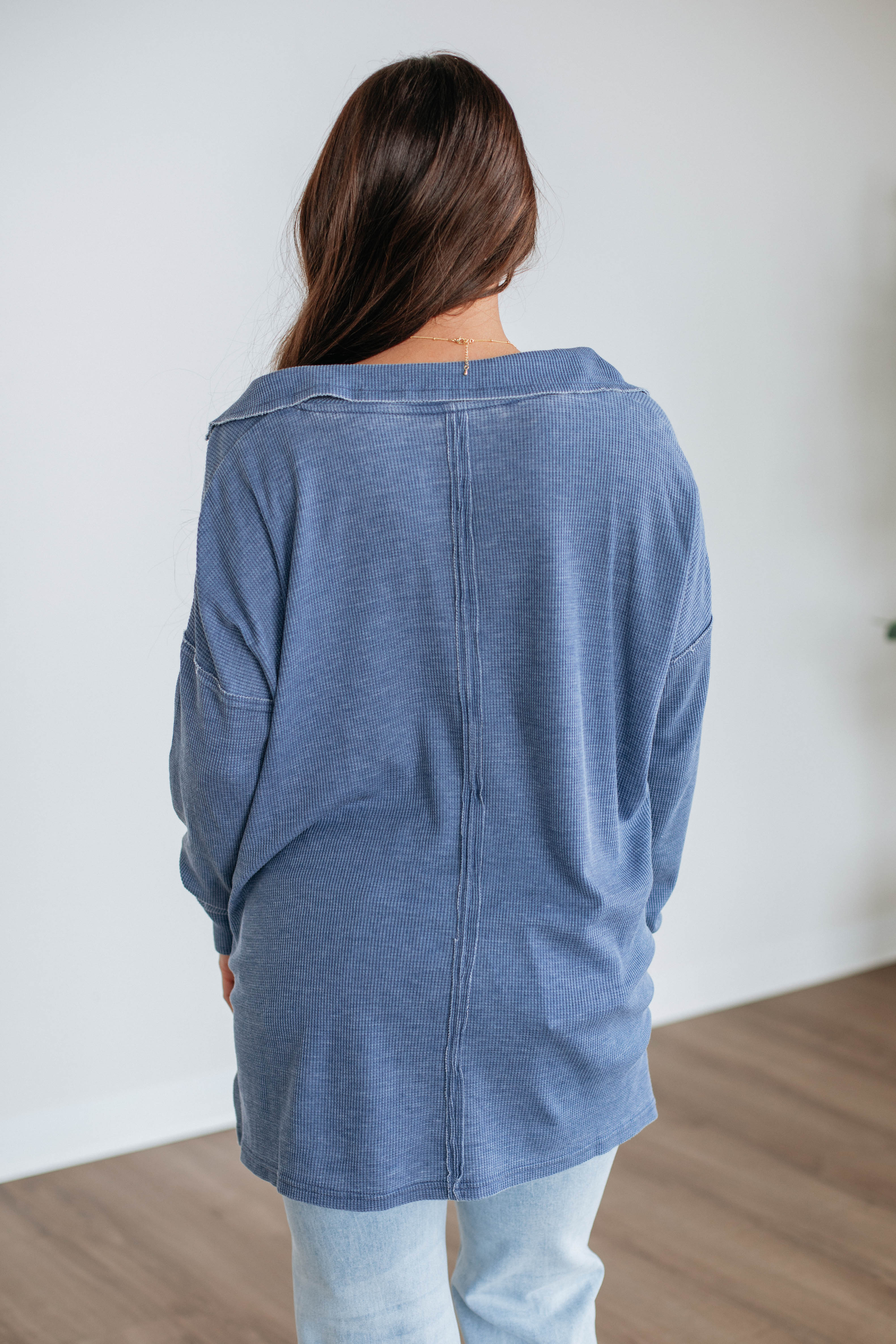 Bronwen Oversized Top in Steel Blue | Loose Fit Casual Blouse for Women | Perfect for Everyday Wear, Office & Outings