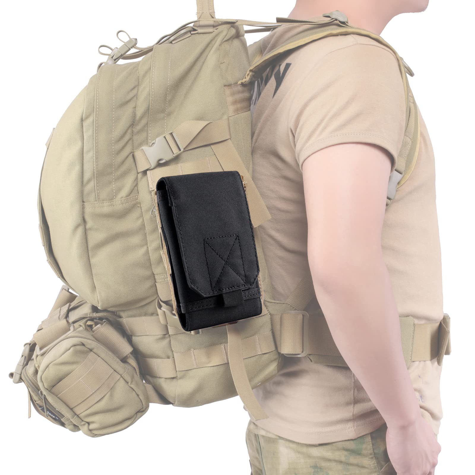 Universal Tactical MOLLE Holster - Military Grade Phone Pouch for iPhone 13/14/Pro/X/XS Max/XR/7/8 Plus & Samsung Galaxy S10/S9/S8 Plus - EDC Waist Bag with Belt Clip - Perfect for Outdoor, Hiking, Camping & Security Work